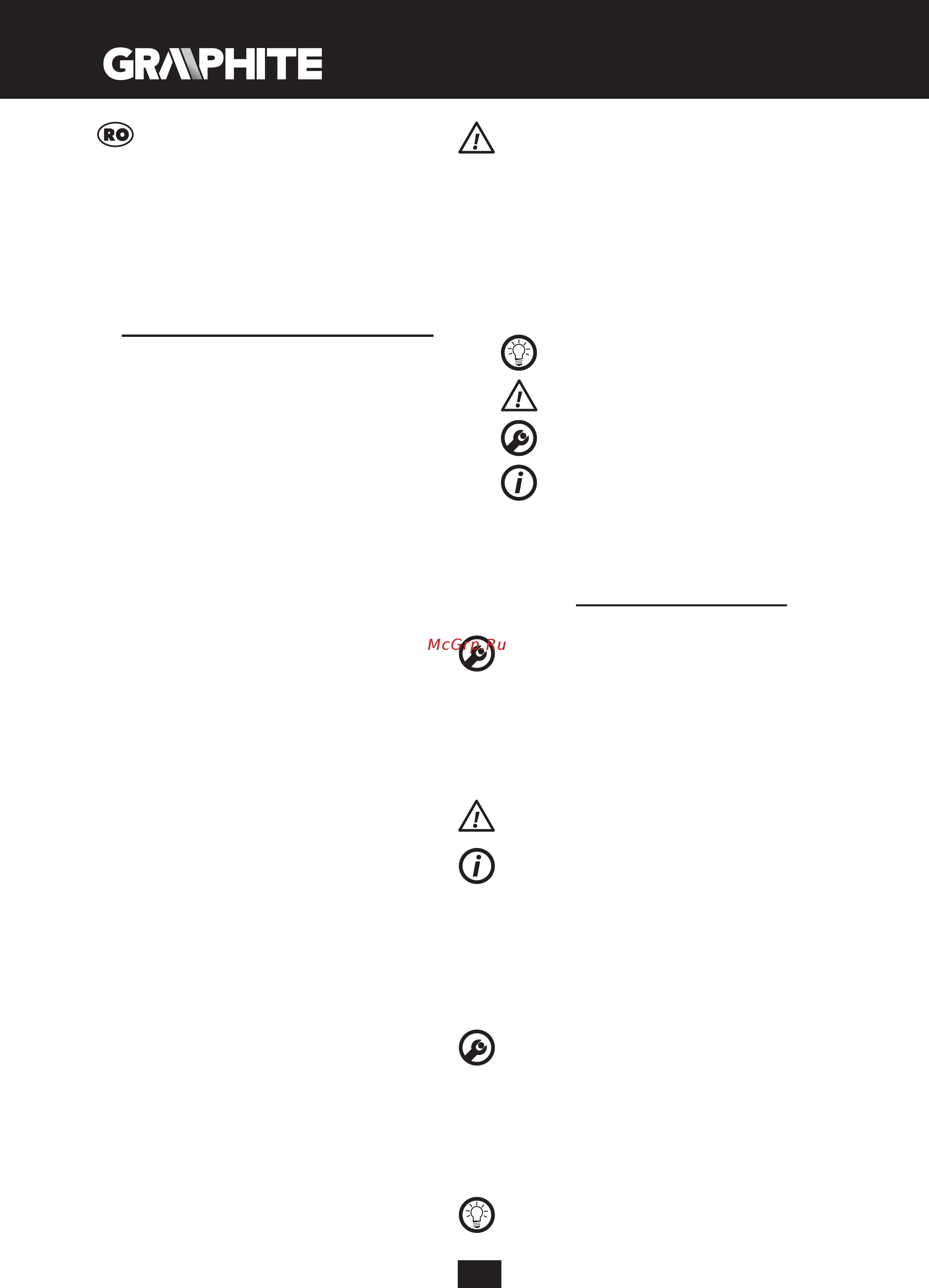 GRAPHITE 59G449 [18/44] Traducere a instrucţiunilor originale pompa cufundabila pentru apa uzata 59g449