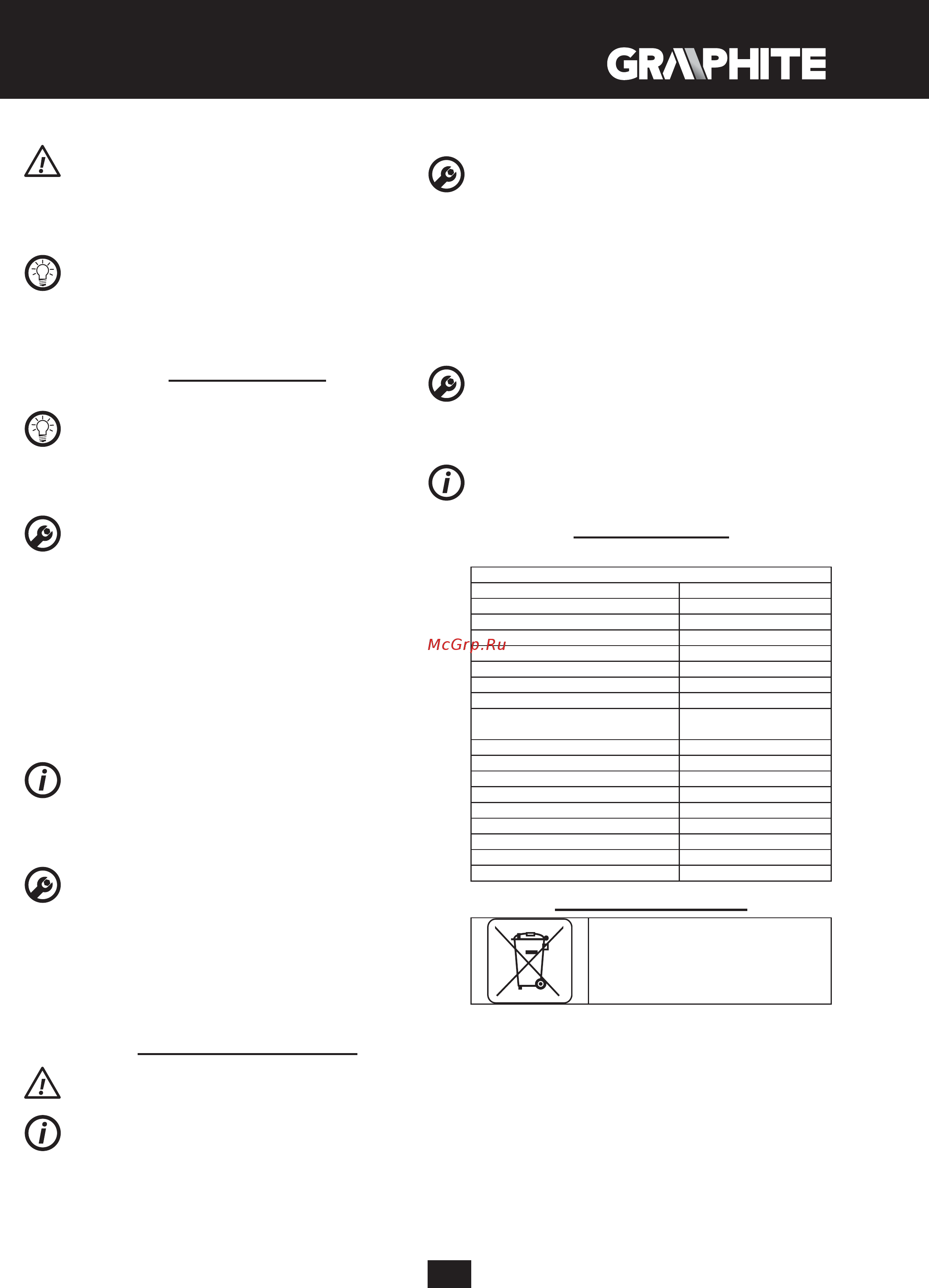 GRAPHITE 59G449 [19/44] Deservirea si intretinerea