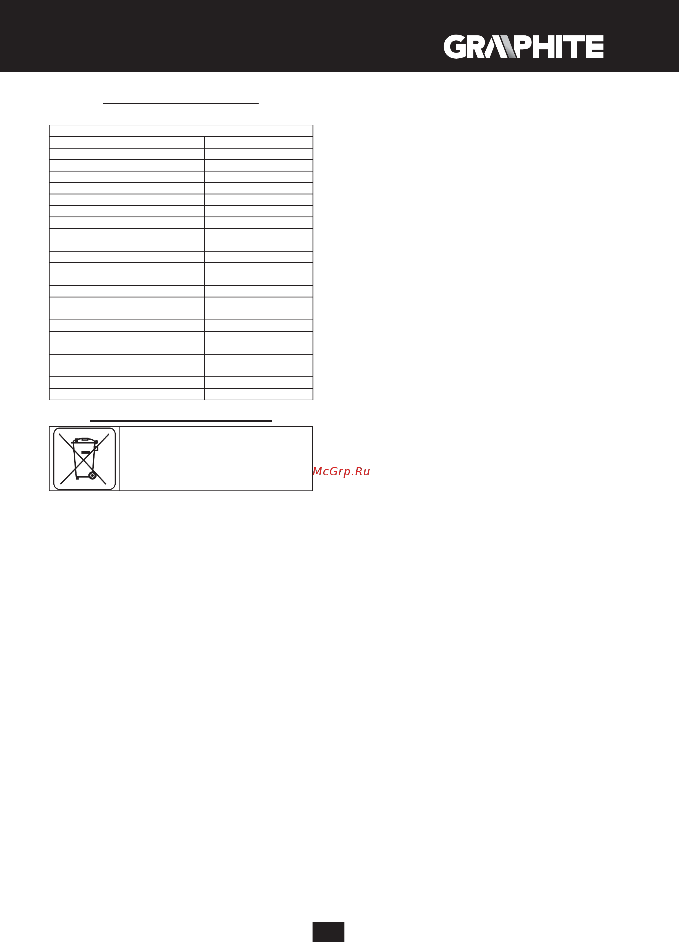 GRAPHITE 59G449 [43/44] Caratteristiche tecniche