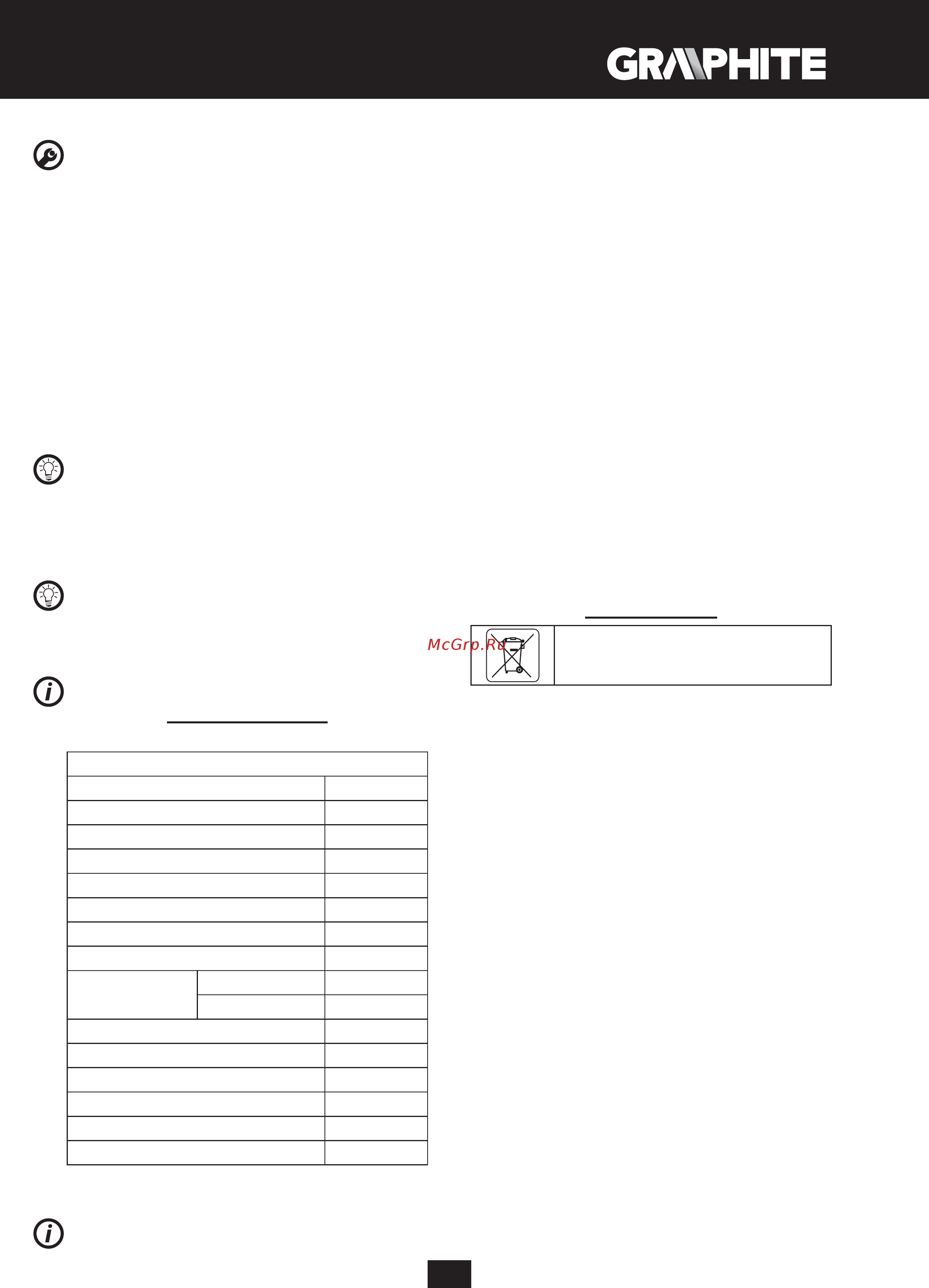 GRAPHITE 58G492 [79/108] Tehnički parametri