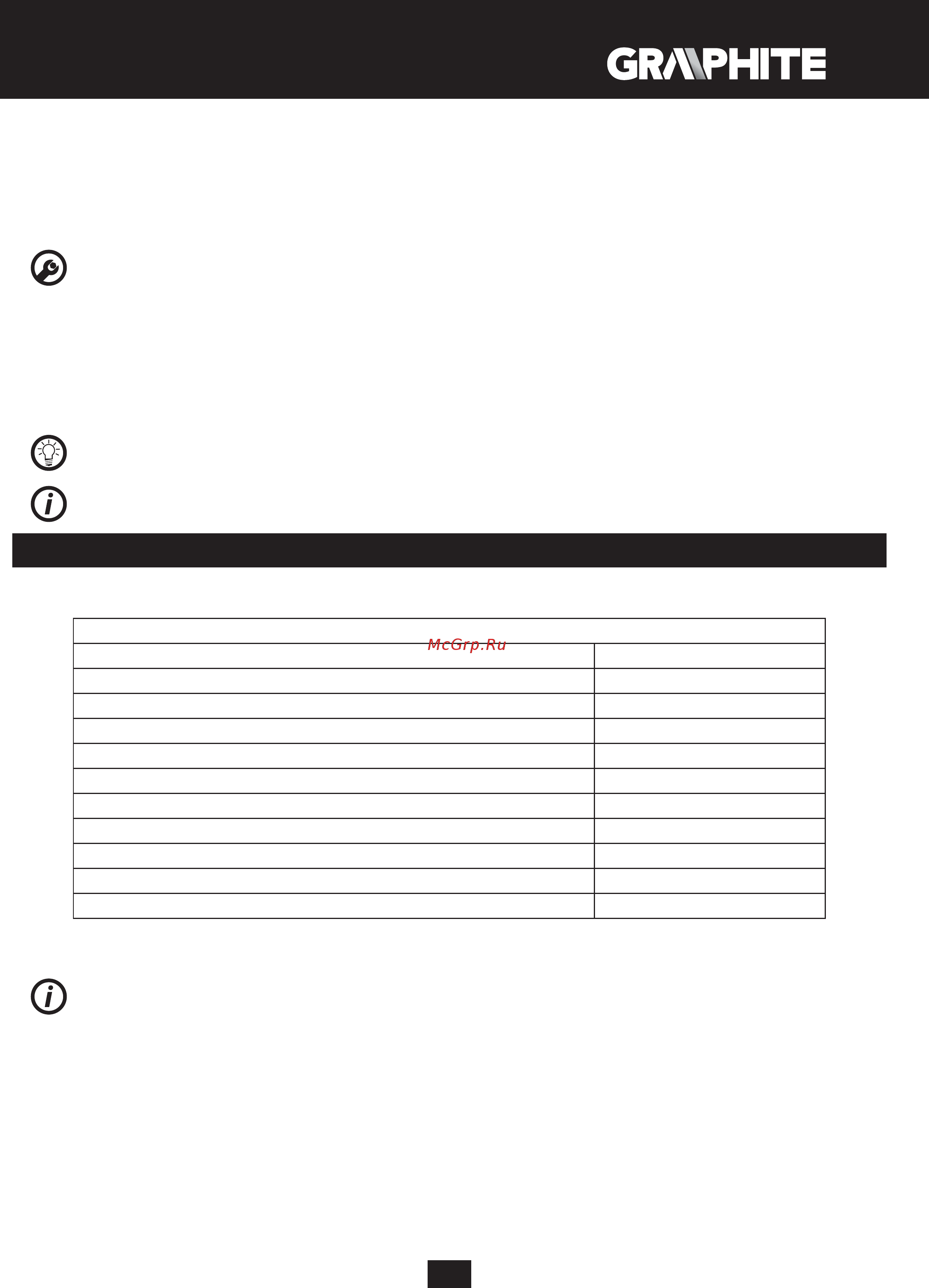 GRAPHITE 59G093 [169/192] Parametros técnicos