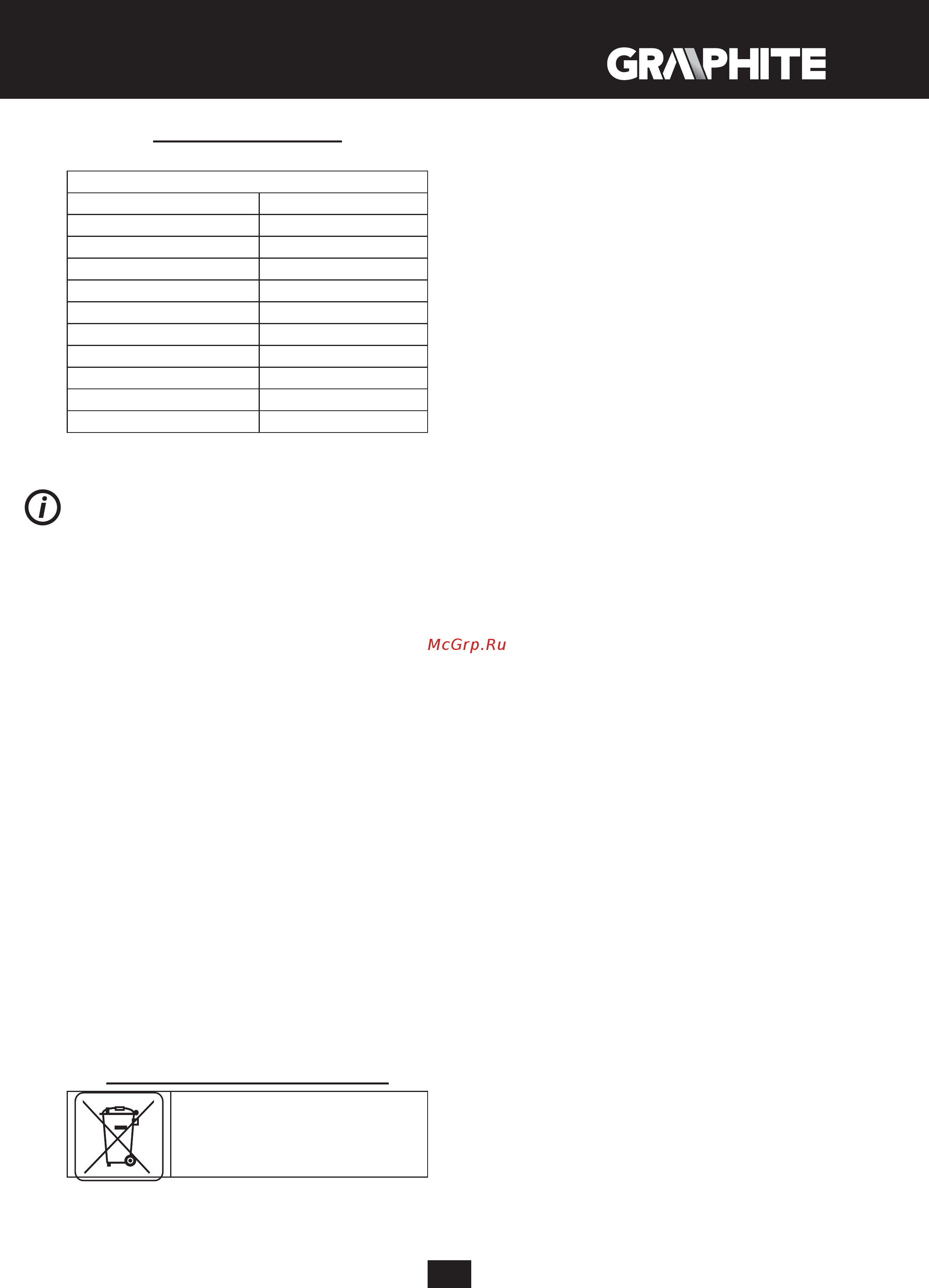 GRAPHITE 59G208 [103/118] Parametros técnicos