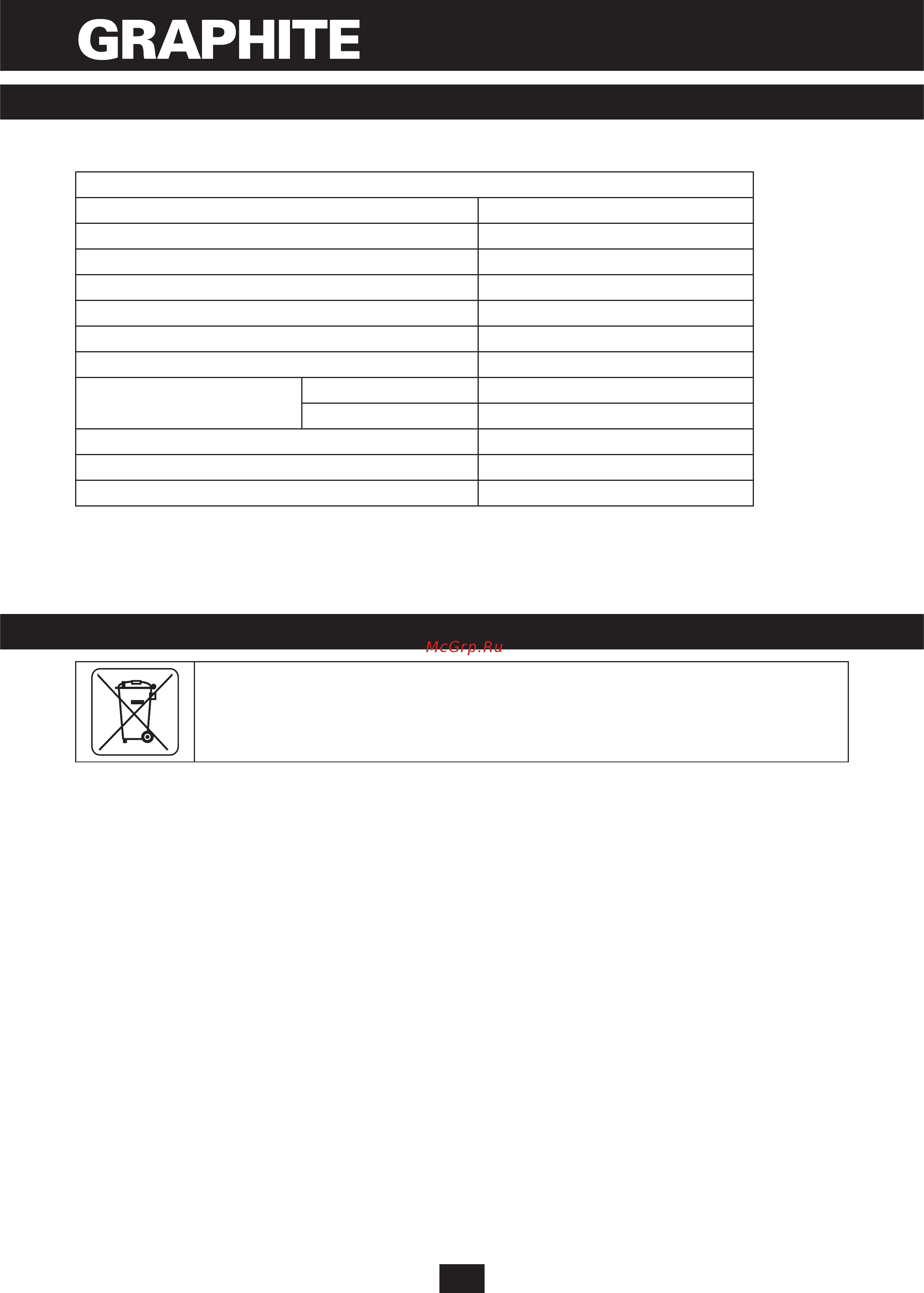 GRAPHITE 58G601 [32/80] Parametrii tehnici date nominale