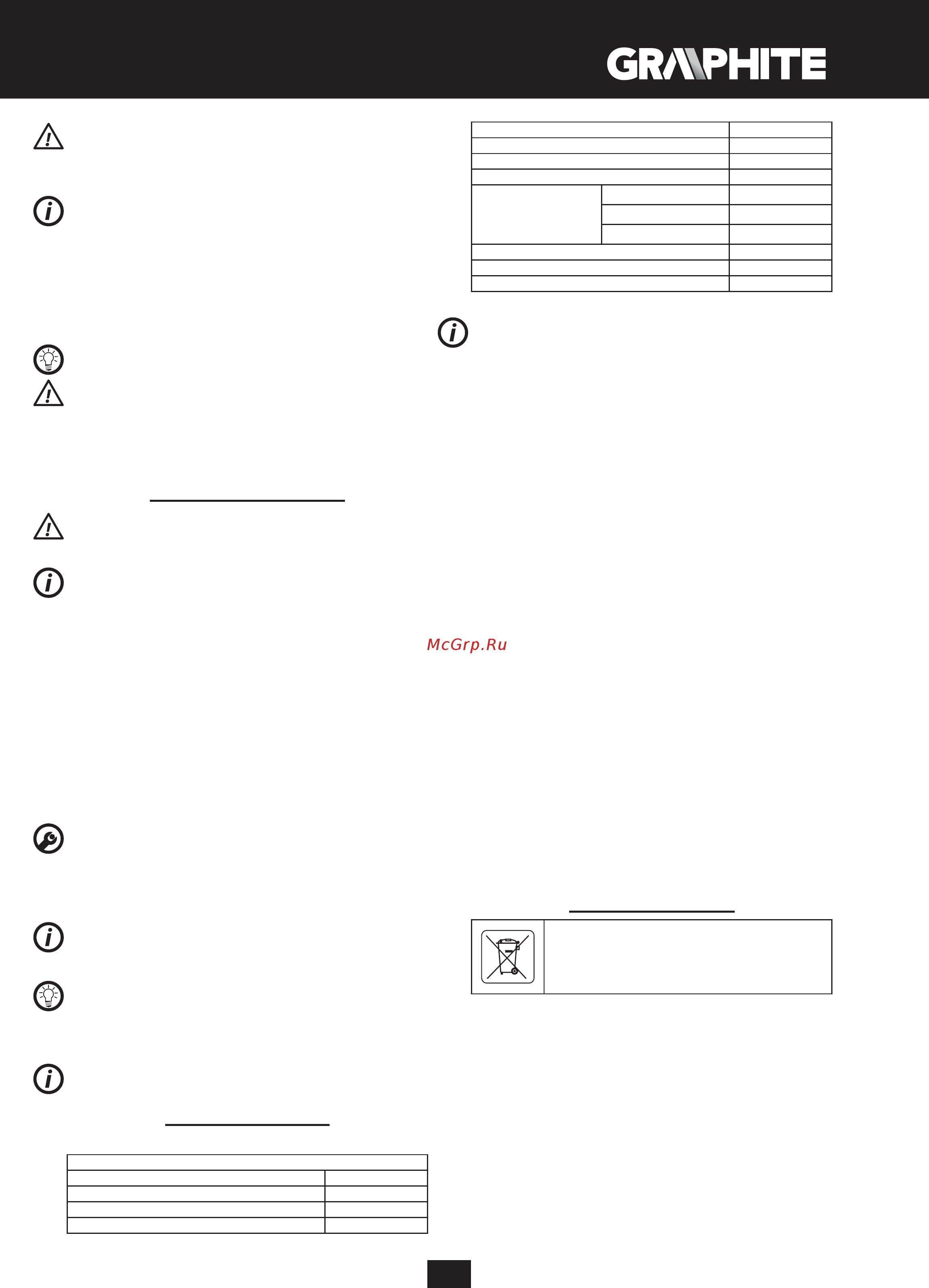 GRAPHITE 58G735 [23/64] Kezelés karbantartás