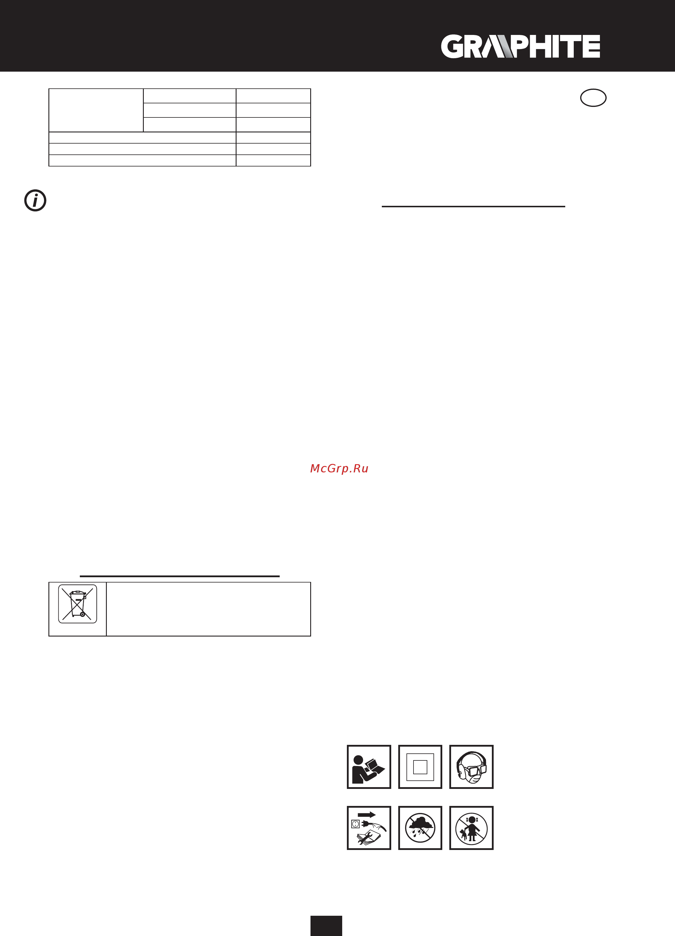 GRAPHITE 58G735 [31/64] Specifični varnostni predpisi