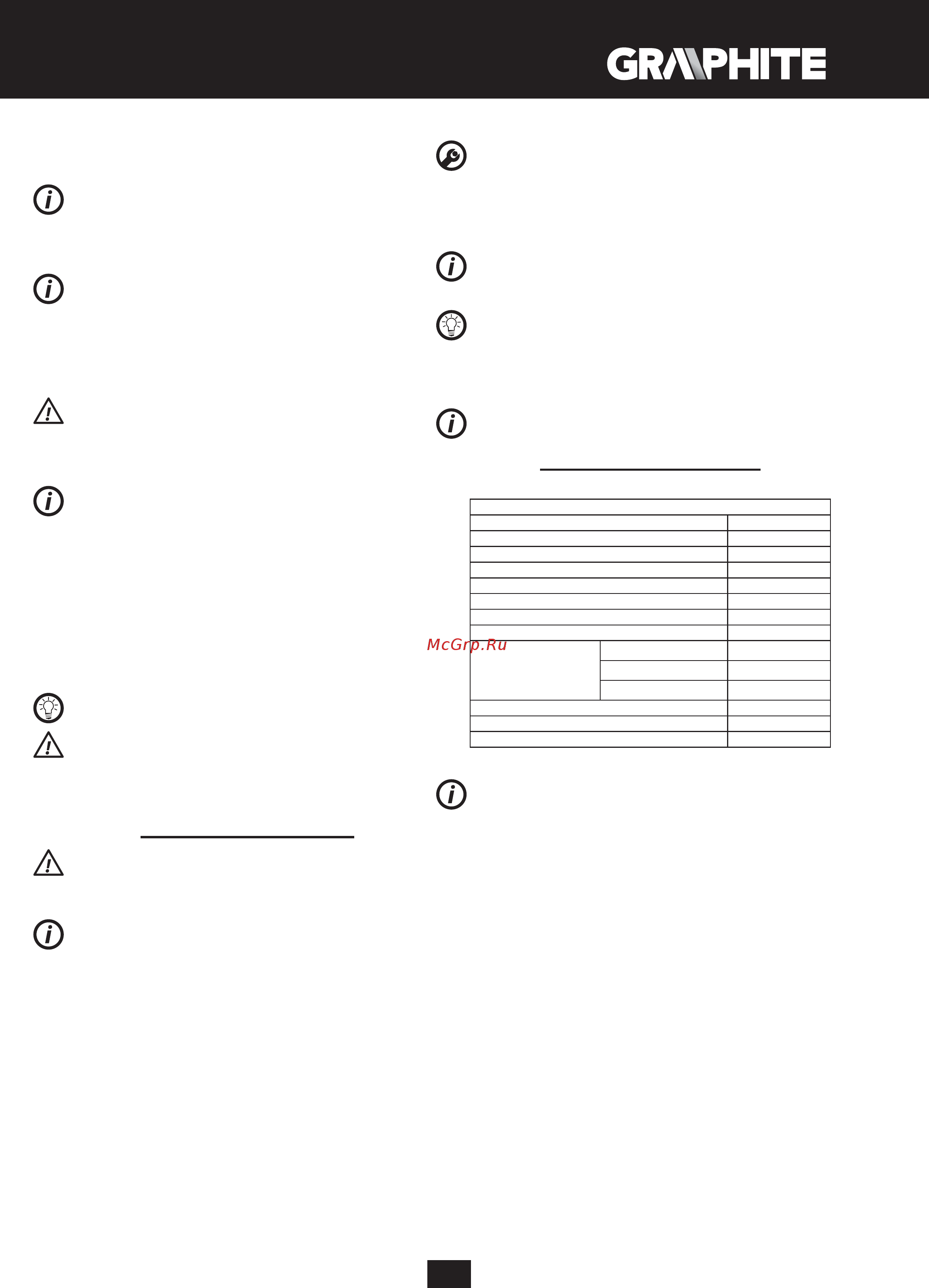 GRAPHITE 58G727 [57/64] Caratteristiche tecniche