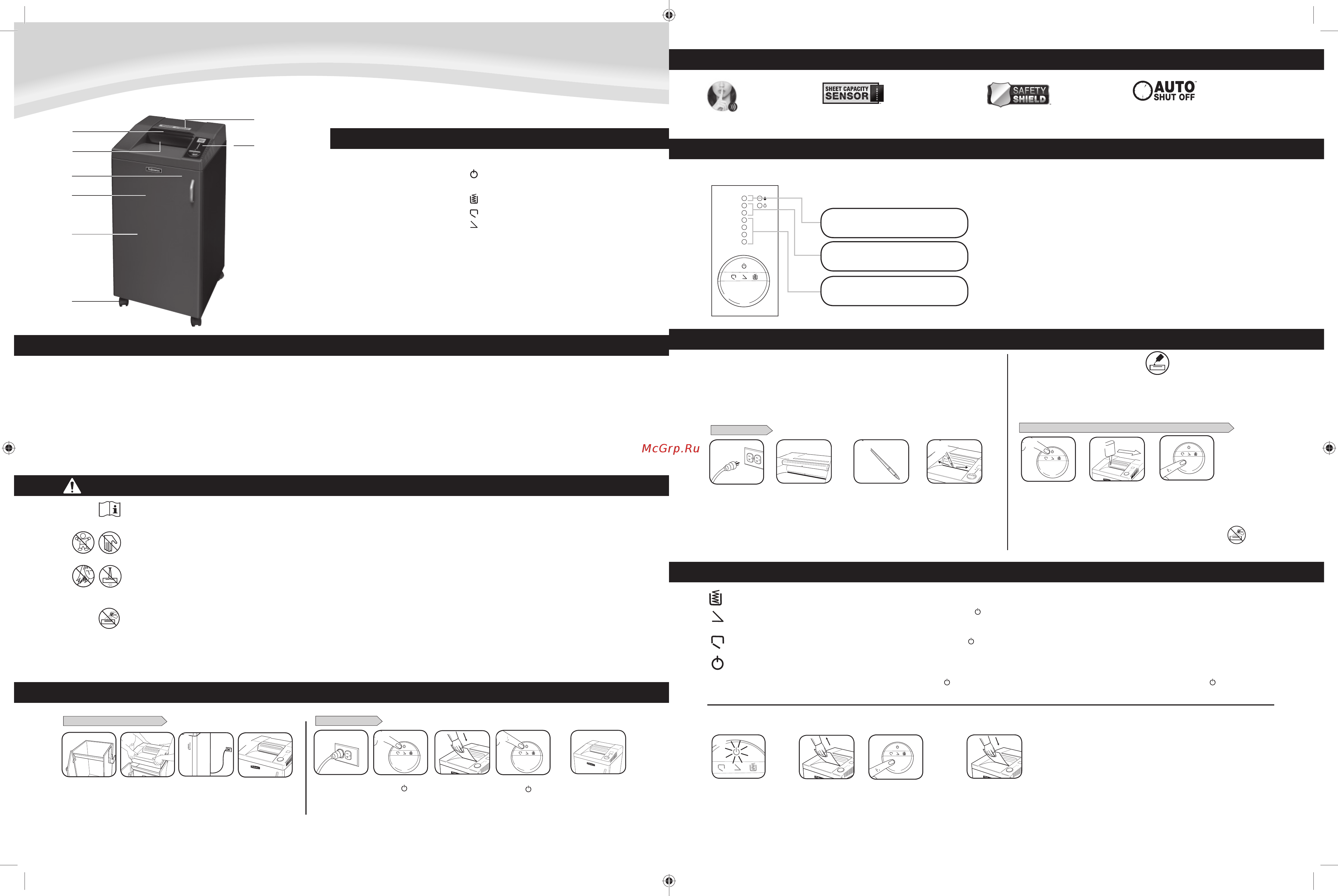 Fellowes Fortishred 3250HS (FS-46172) [12/22] Achteruit rood 3 papierbak vol geel 4 deur open rood 5 veiligheidsklep open rood