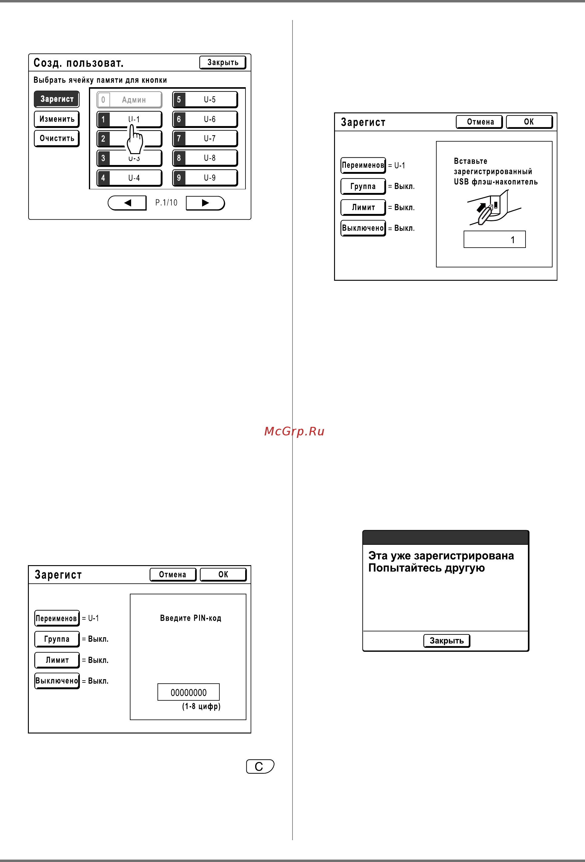 Riso EZ 590 [113/256] Введите pin код или подсоедините usb флэш накоп