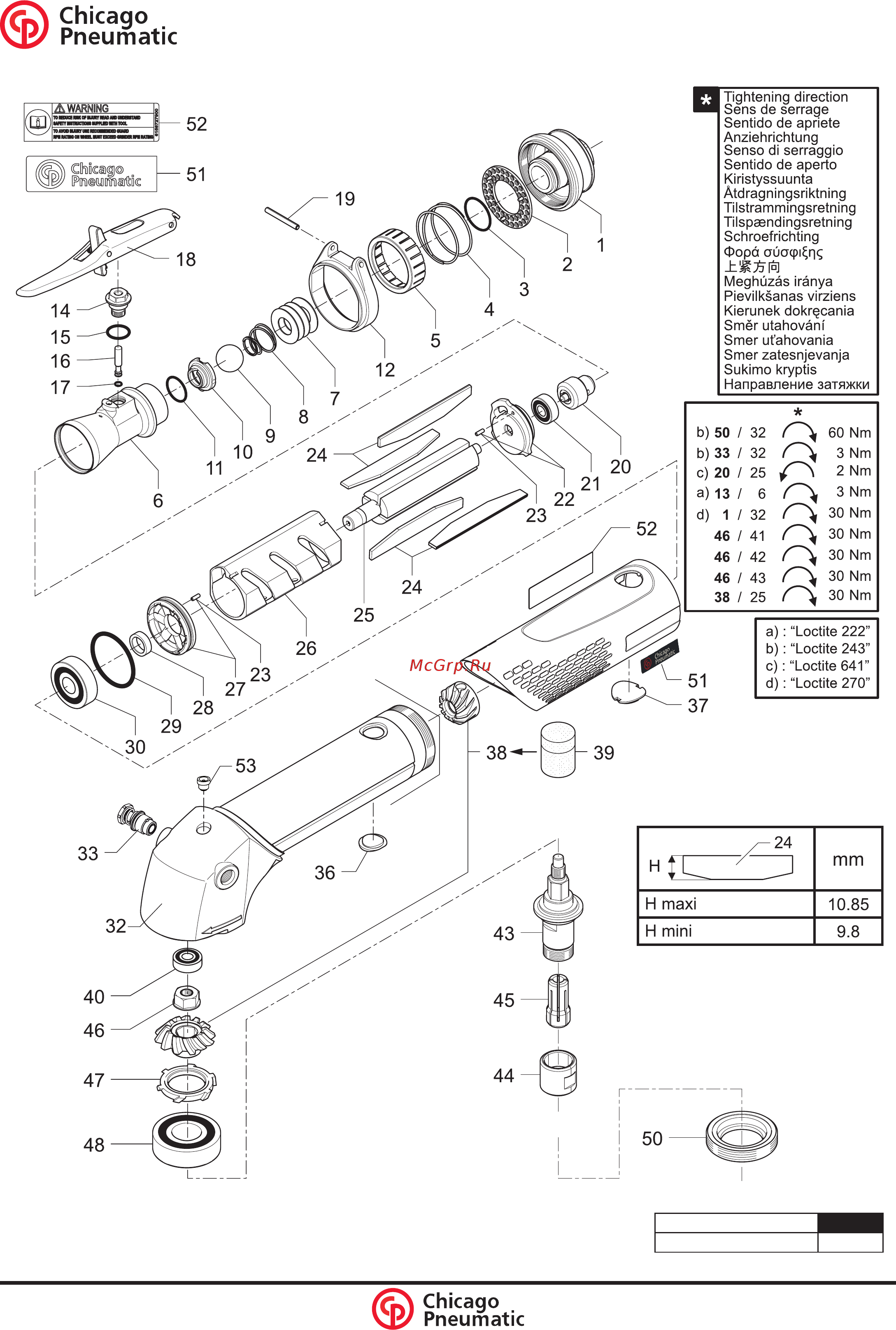 Chicago Pneumatic CP3650-120ACC Схема онлайн