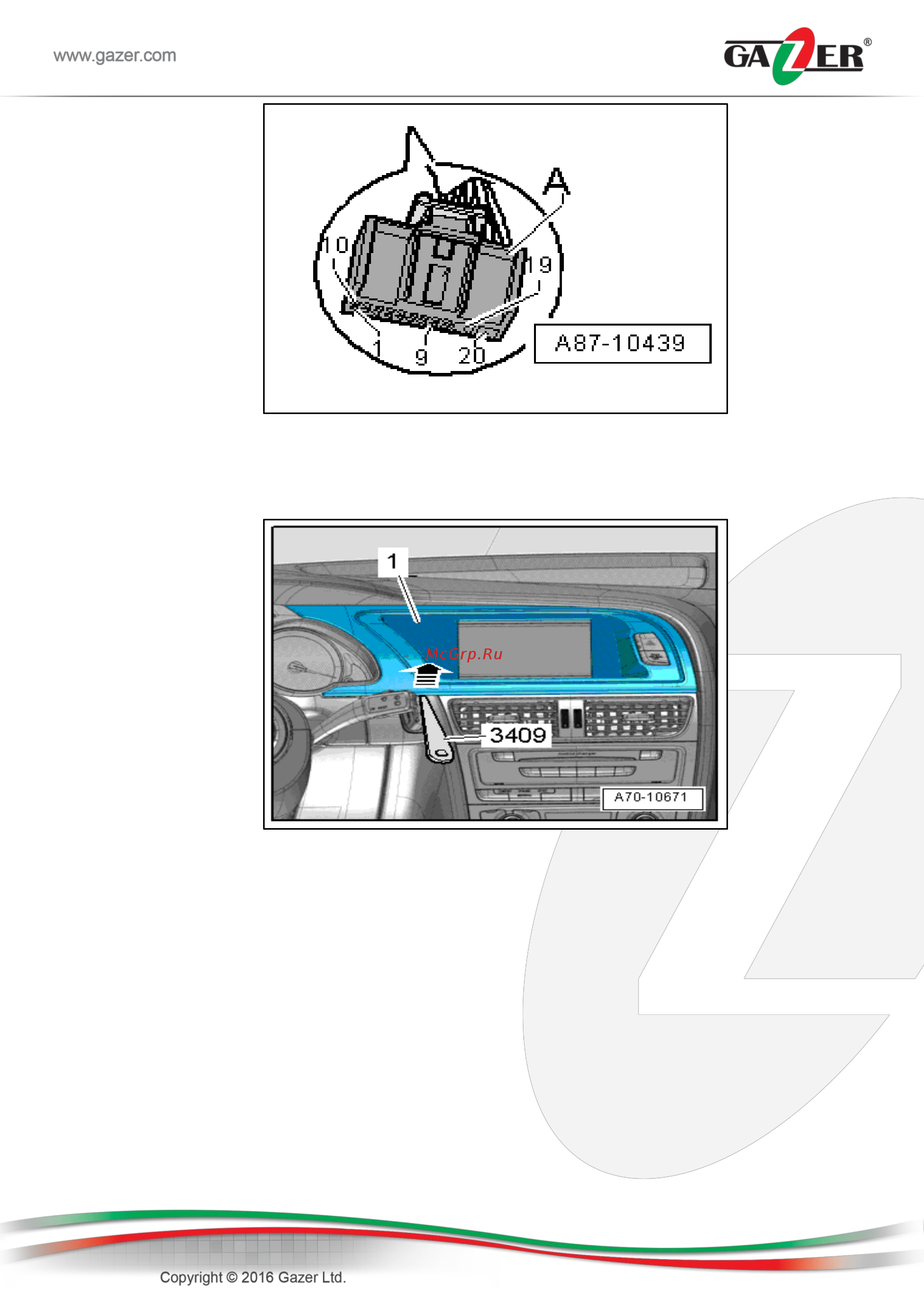 Gazer VI700A-C/S [13/21] Снятие и установка накладки дисплея автомобилей 2012 модельного года