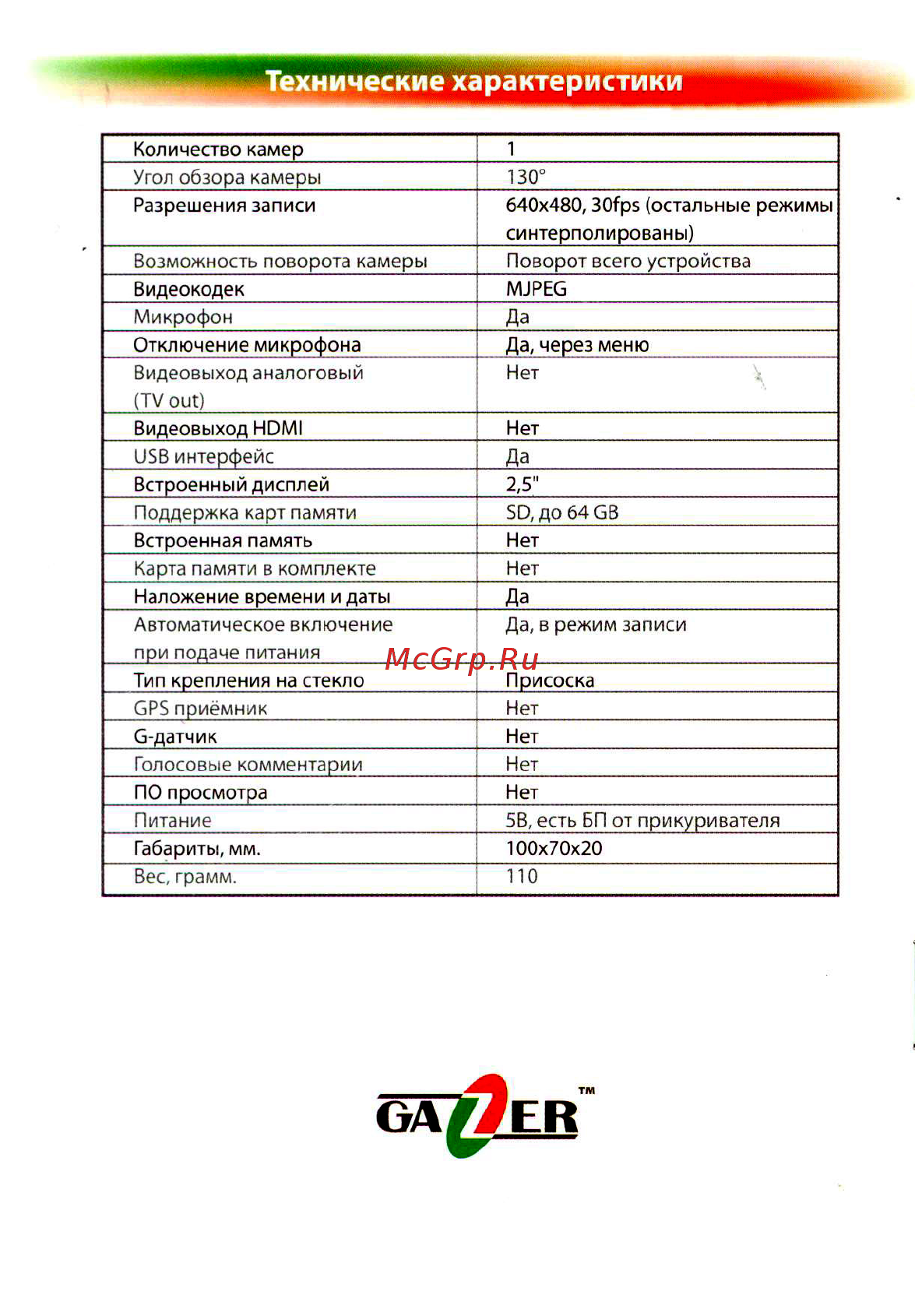 Gazer S510 Инструкция по эксплуатации онлайн [12/12] 322335