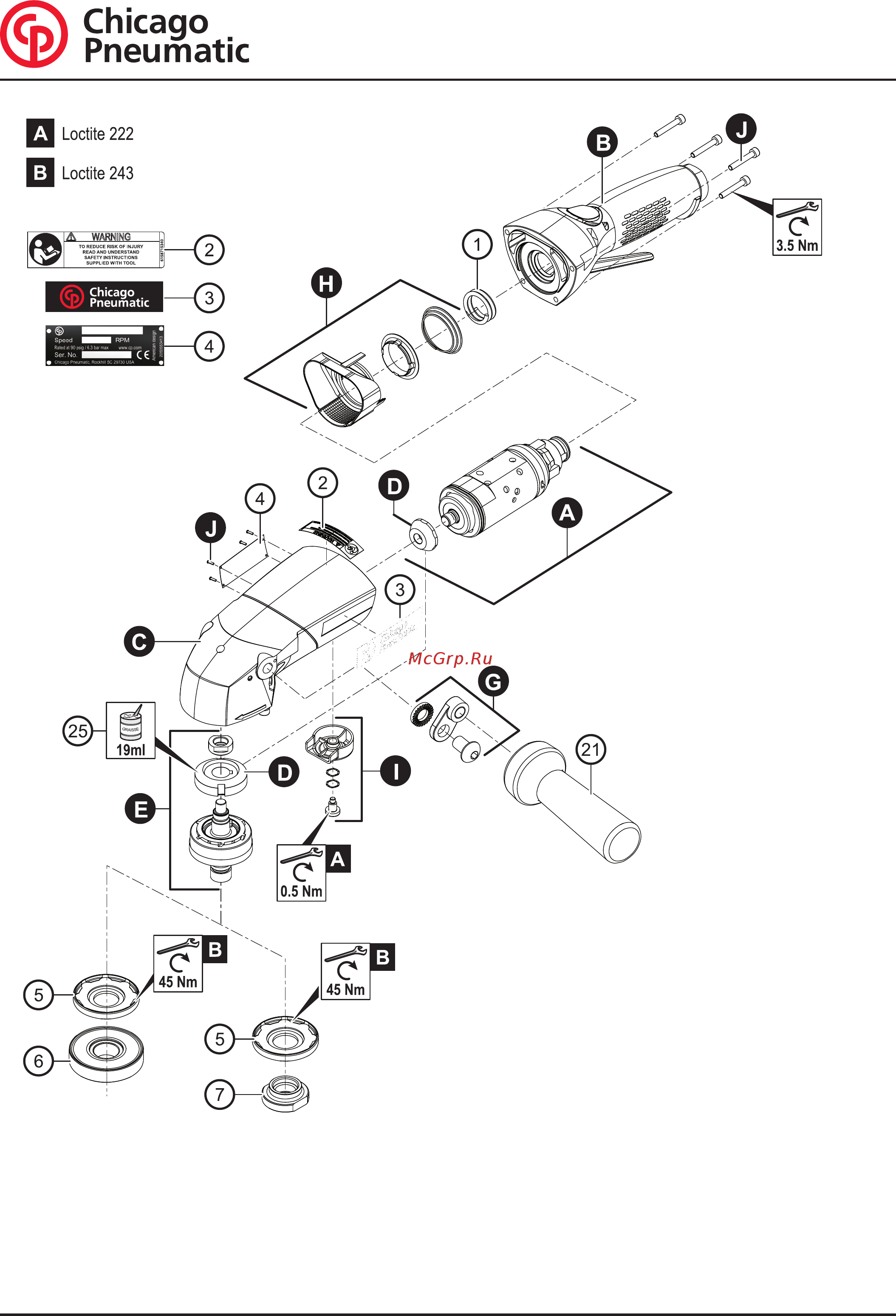 Chicago Pneumatic CP3850-60AB Схема онлайн