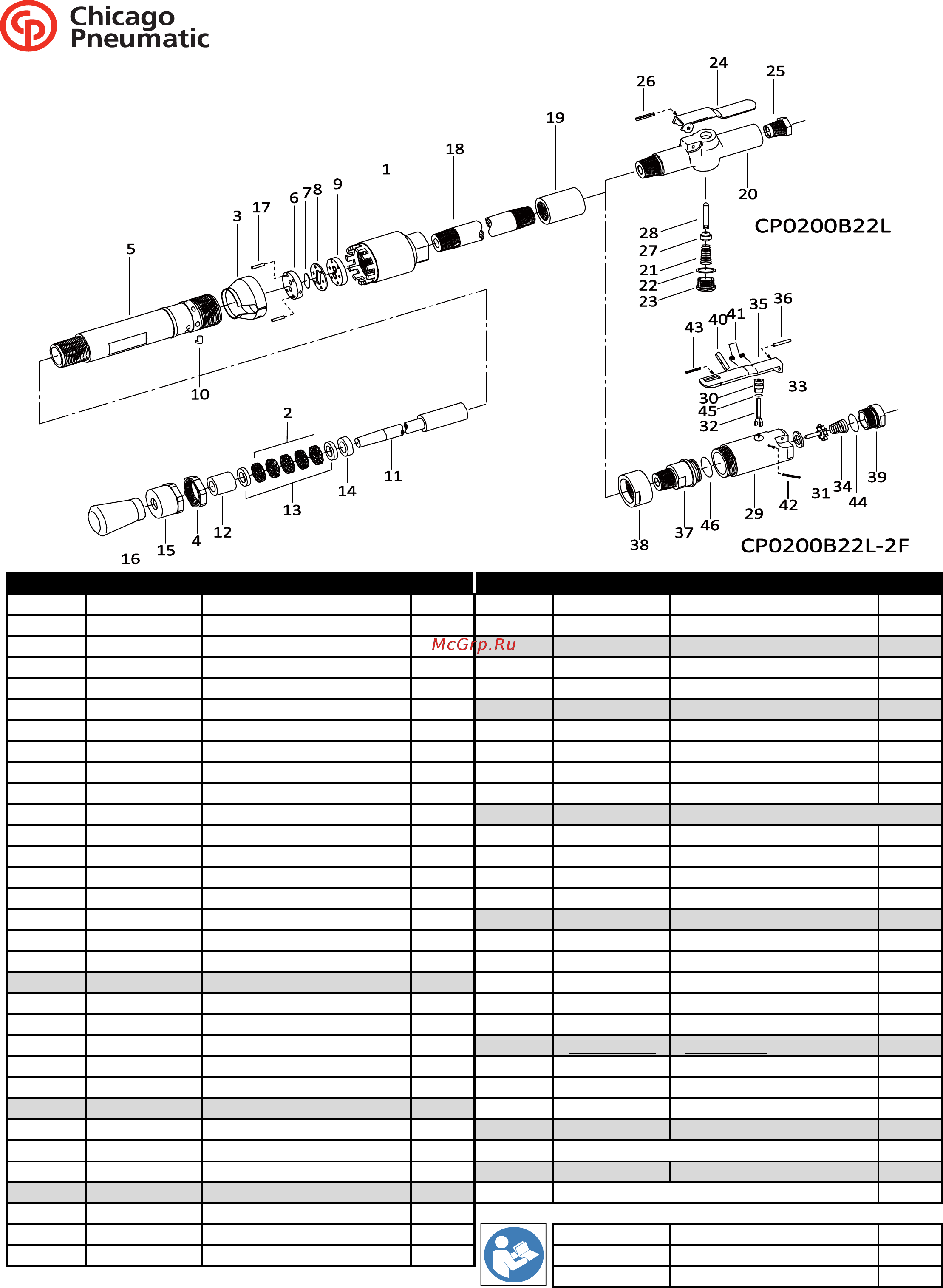 Chicago Pneumatic CP0200B22L Схема онлайн