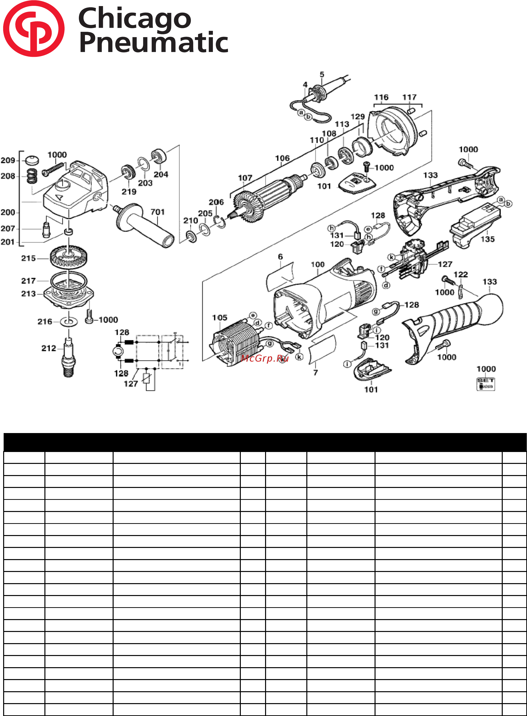 Chicago Pneumatic CP8210E Схема онлайн