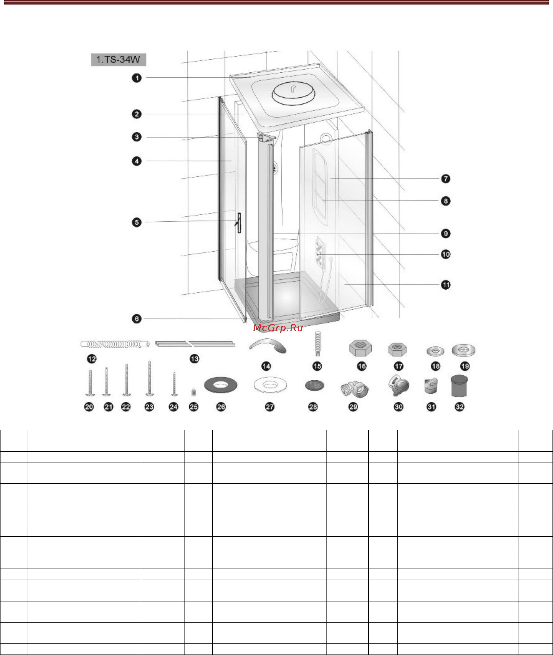 Appollo TS-34W [4/24] Iv составные части ts 34w размеры 900х900х2200мм