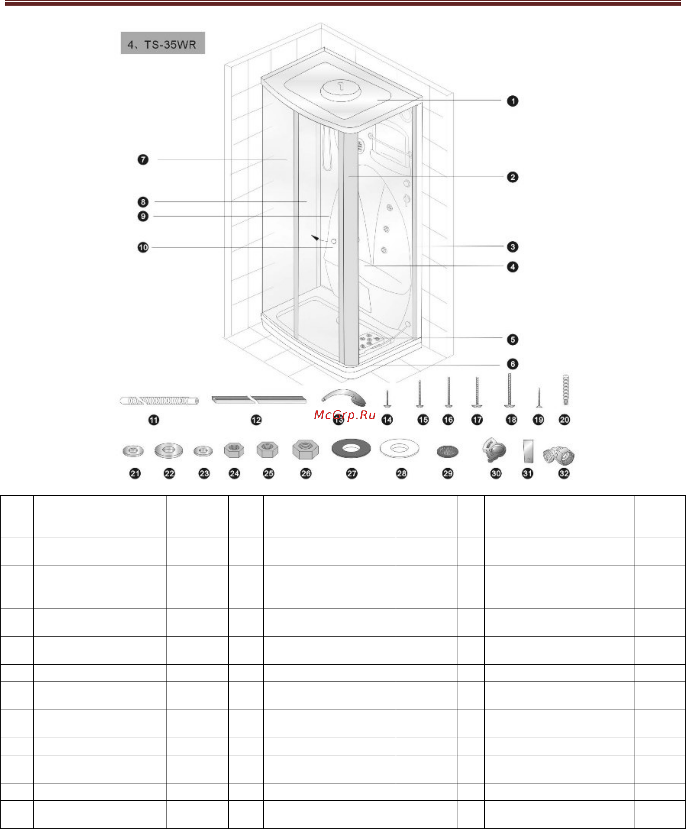 Appollo TS-34W [7/24] Top shower инструкция по установке и эксплуатации ts 34w 34wr ts 35w 35wr