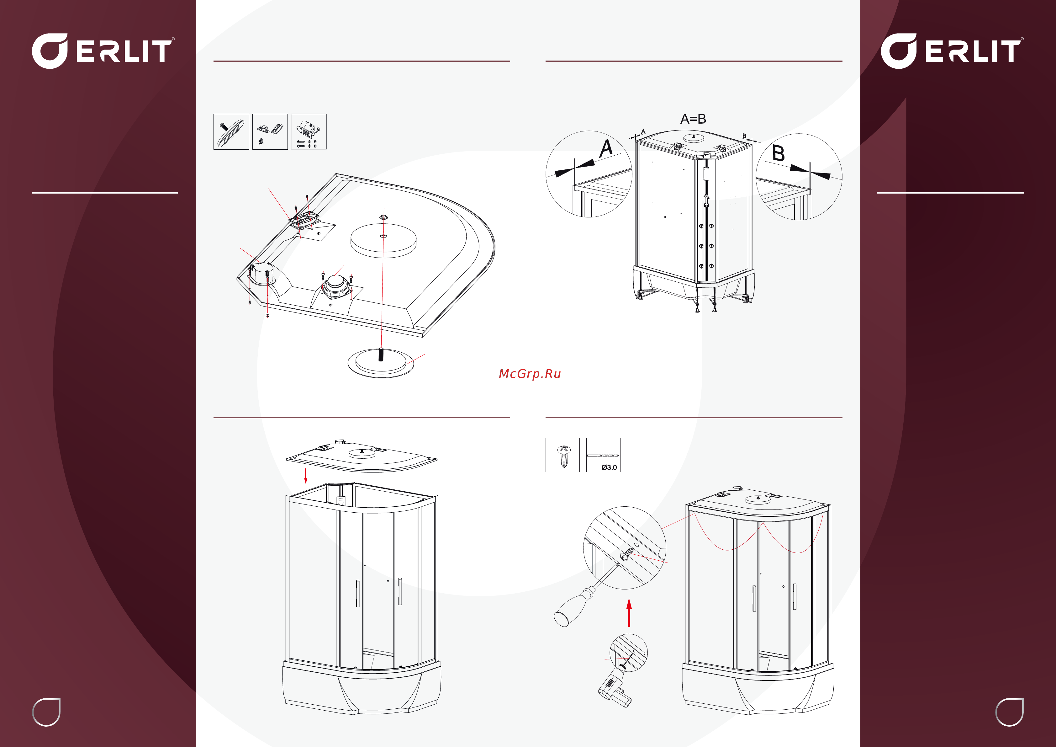 Erlit ER 5512TPL-S2 [13/21] Монтаж душевой кабины shower cabin installation