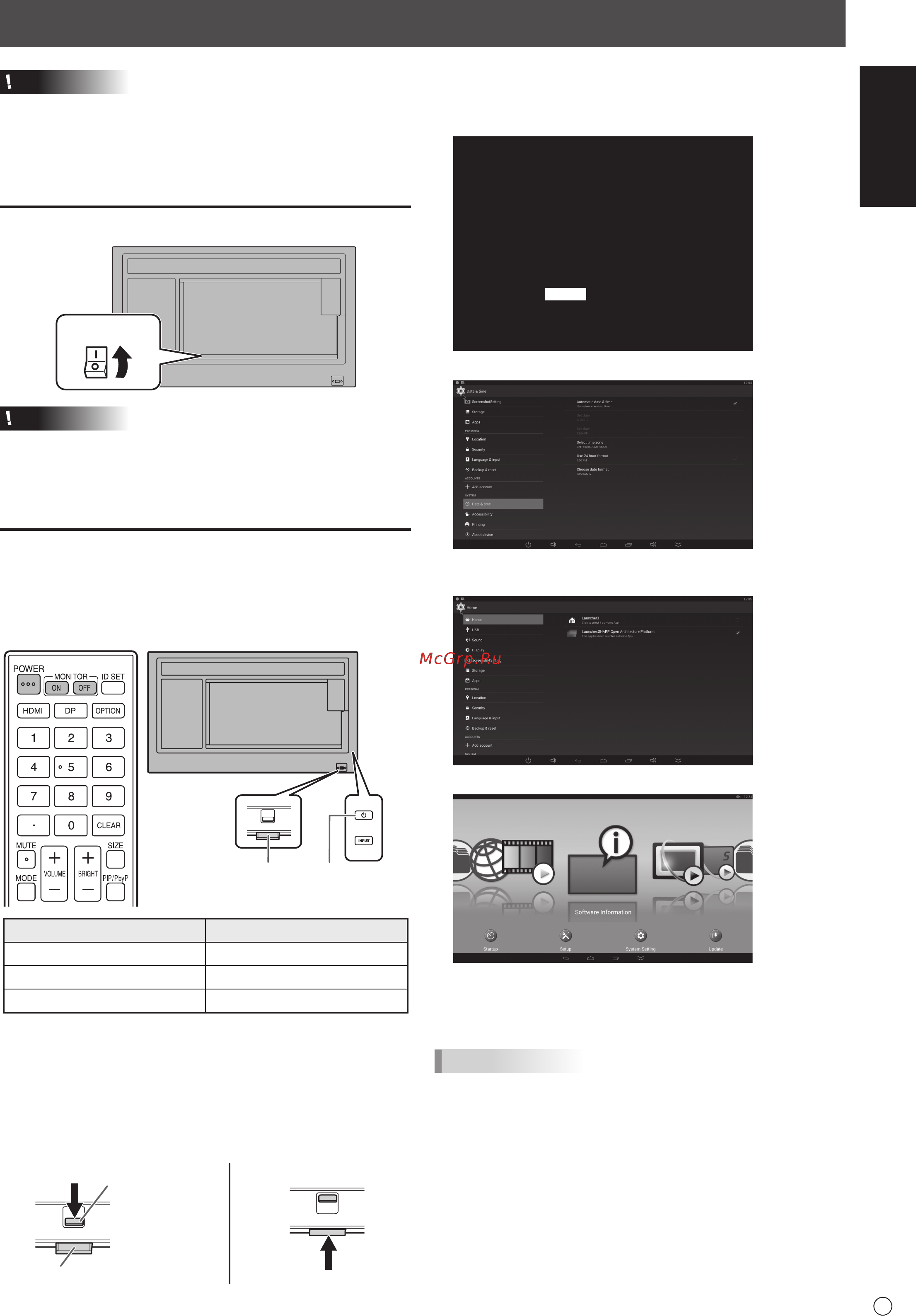 Sharp PN-M401 [9/44] Turning power on off