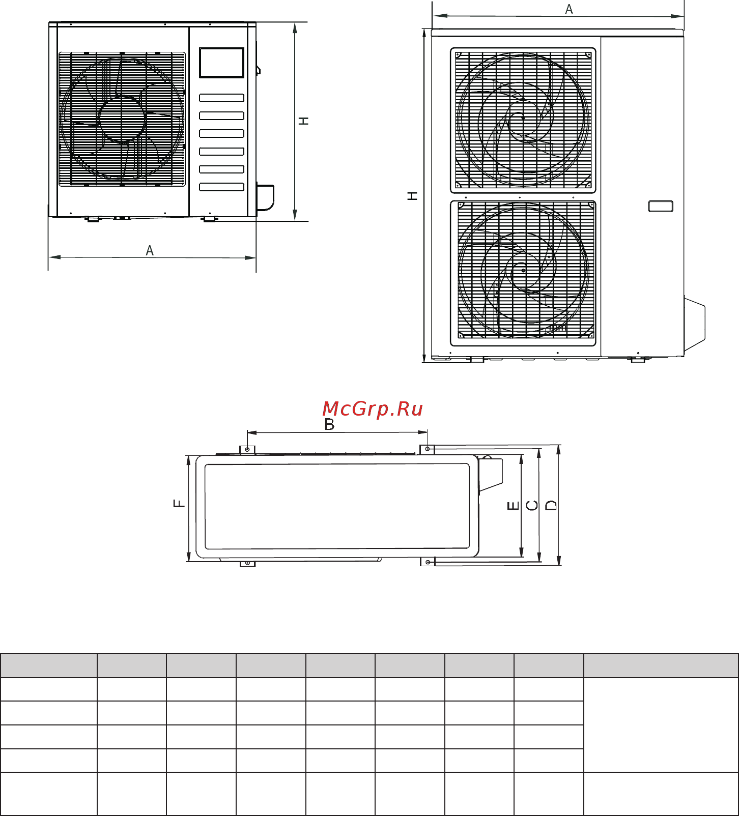 Kentatsu KSHE176HFAN3 / KSUN176HFAN3 [12/24] Размеры корпуса