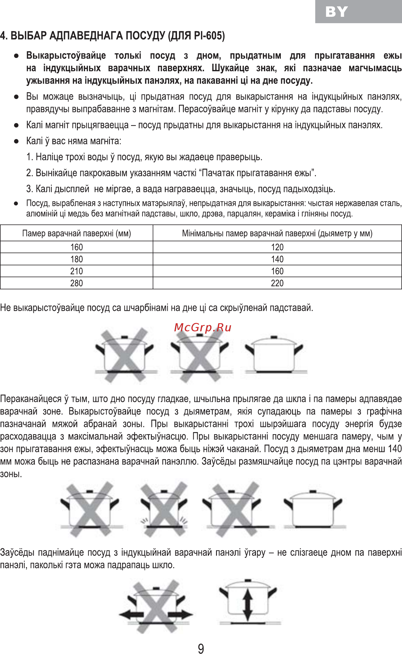 MBS PI-605 [11/84] Выбар адпаведнага посуду для р1 605