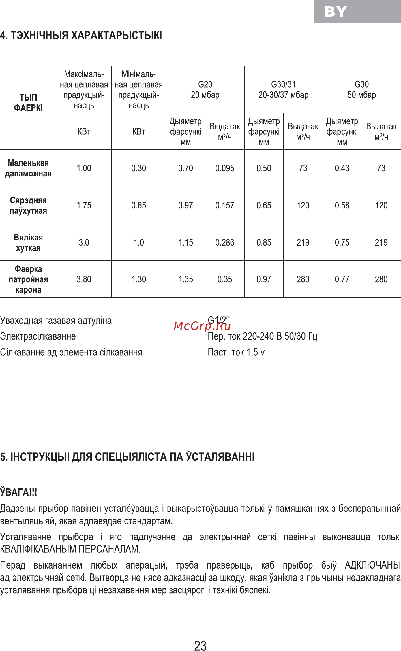 MBS PG-610BL [25/100] Тэхн1чныя характарыстык1