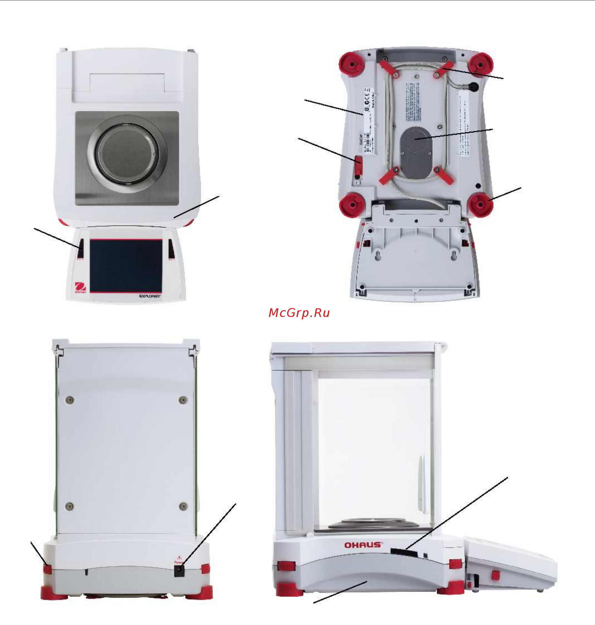 OHAUS Explorer EX12001 [16/152] Основные элементы модели с защитным кожухом