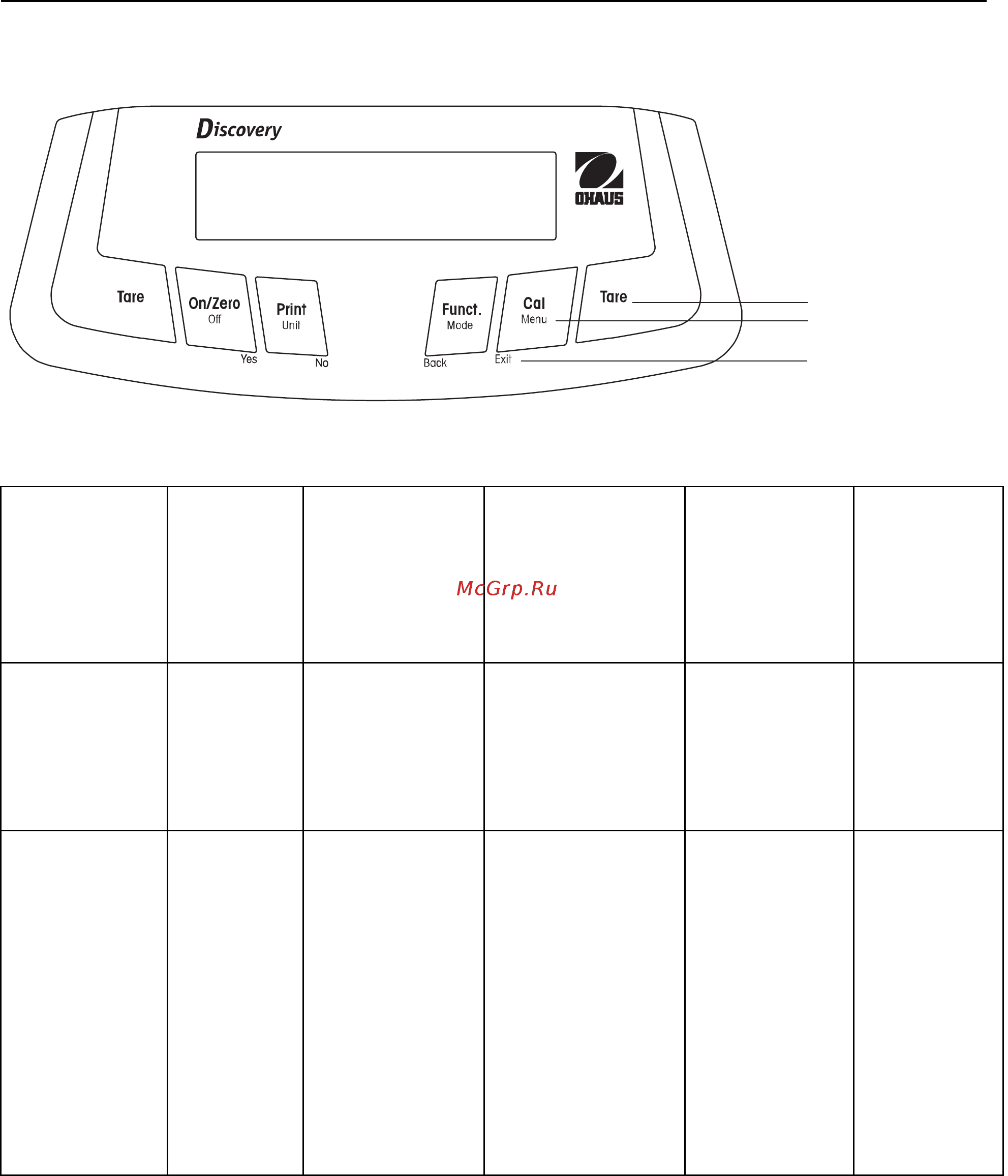 OHAUS Discovery DV114C [13/53] Функции клавиш