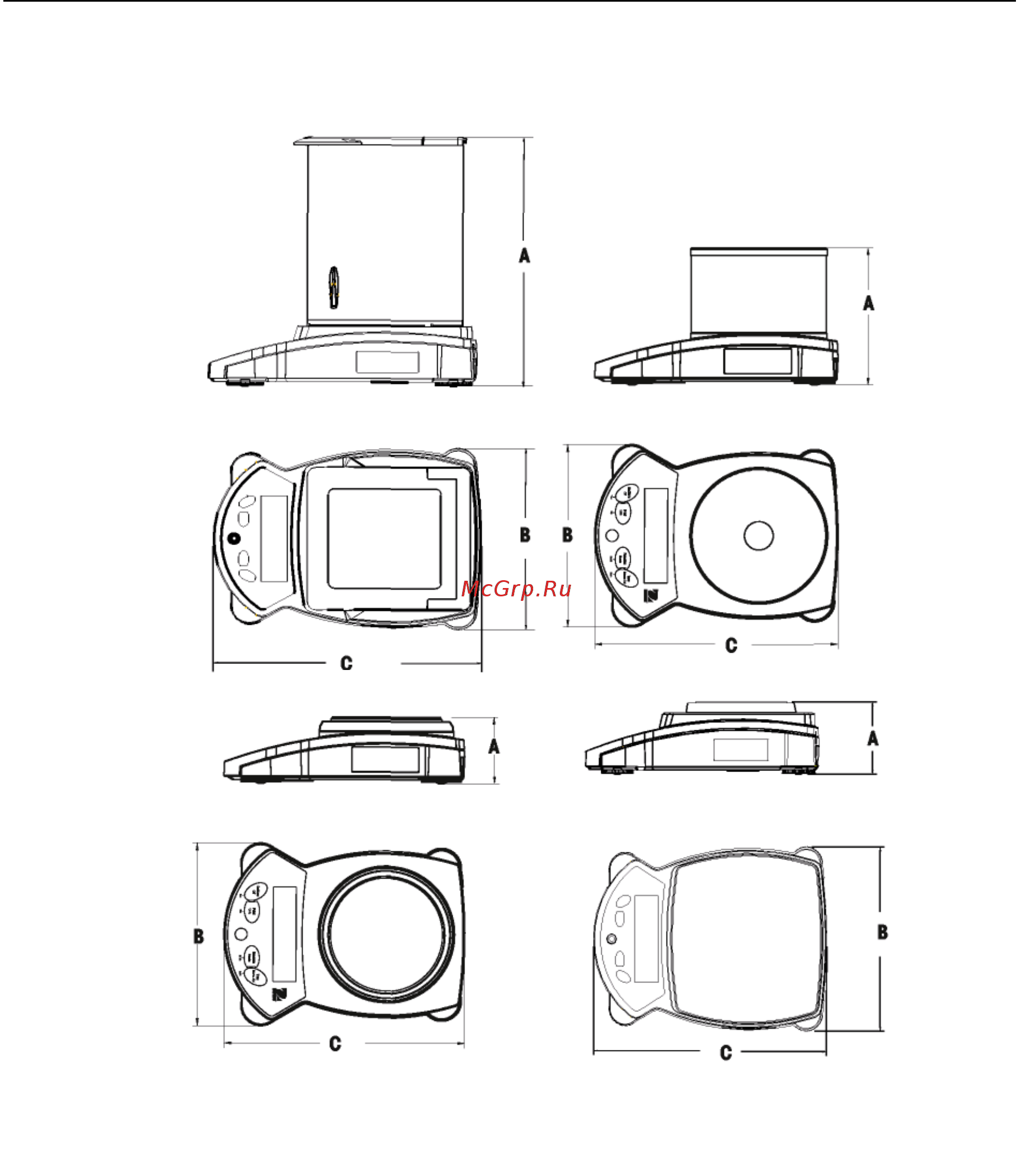 OHAUS Adventurer Pro AV412 [44/55] Габаритные чертежи