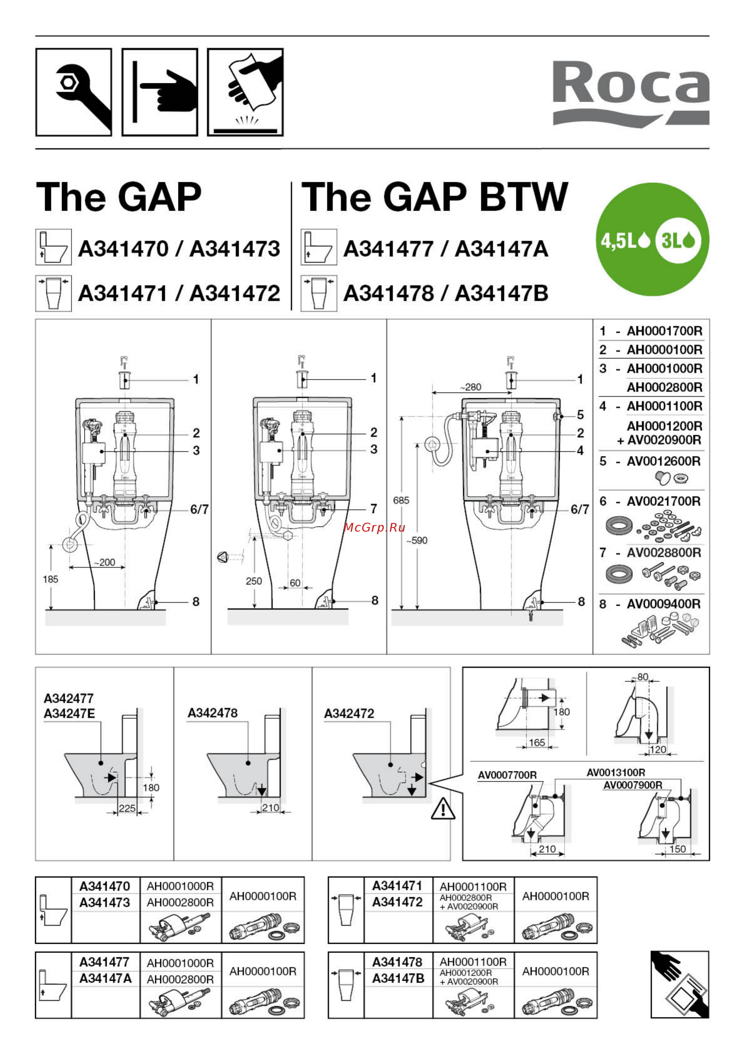 Roca GAP 341470000 Инструкция по эксплуатации онлайн