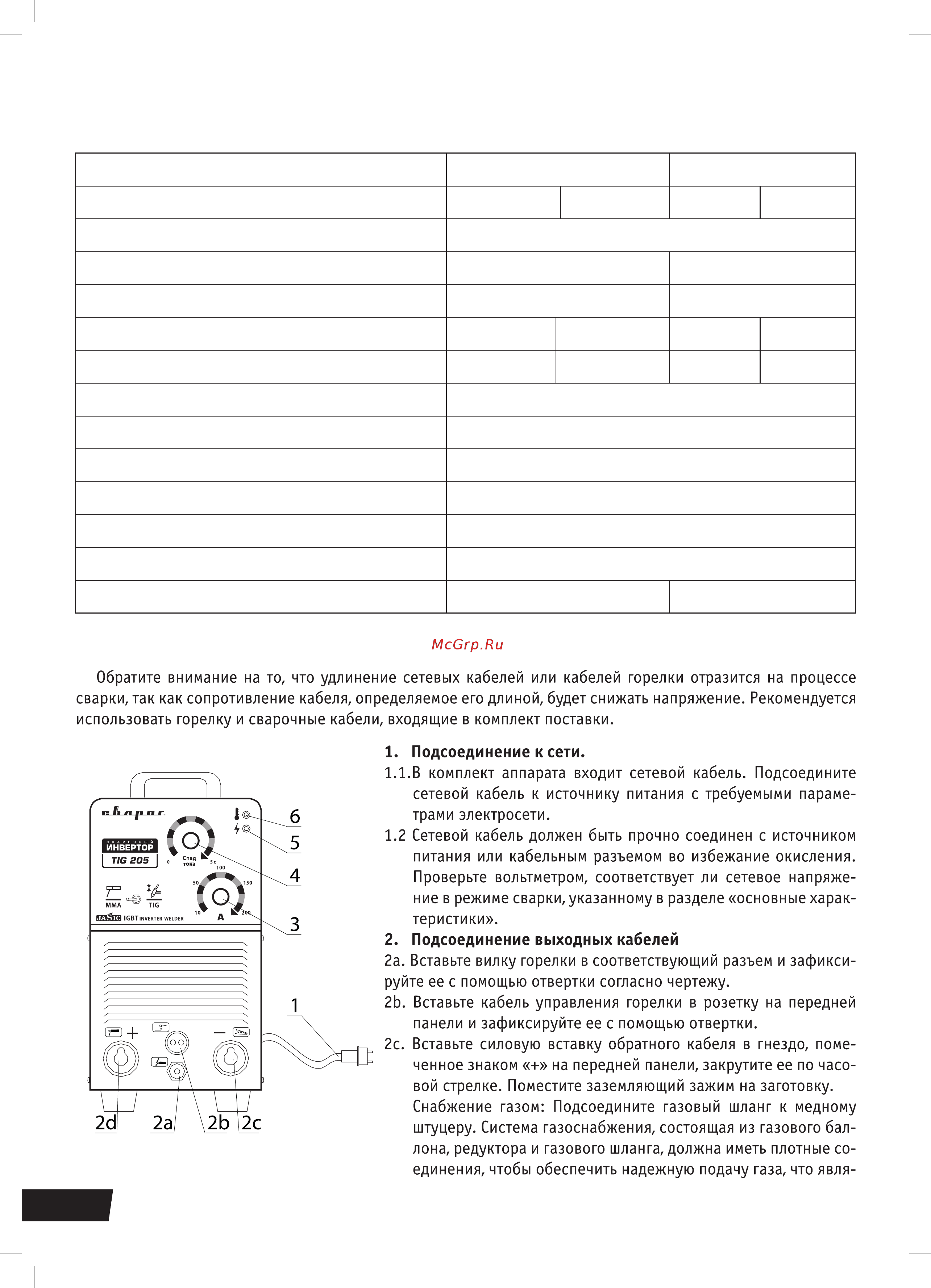 Сварог TIG 165 (J86) [6/12] Технические характеристики