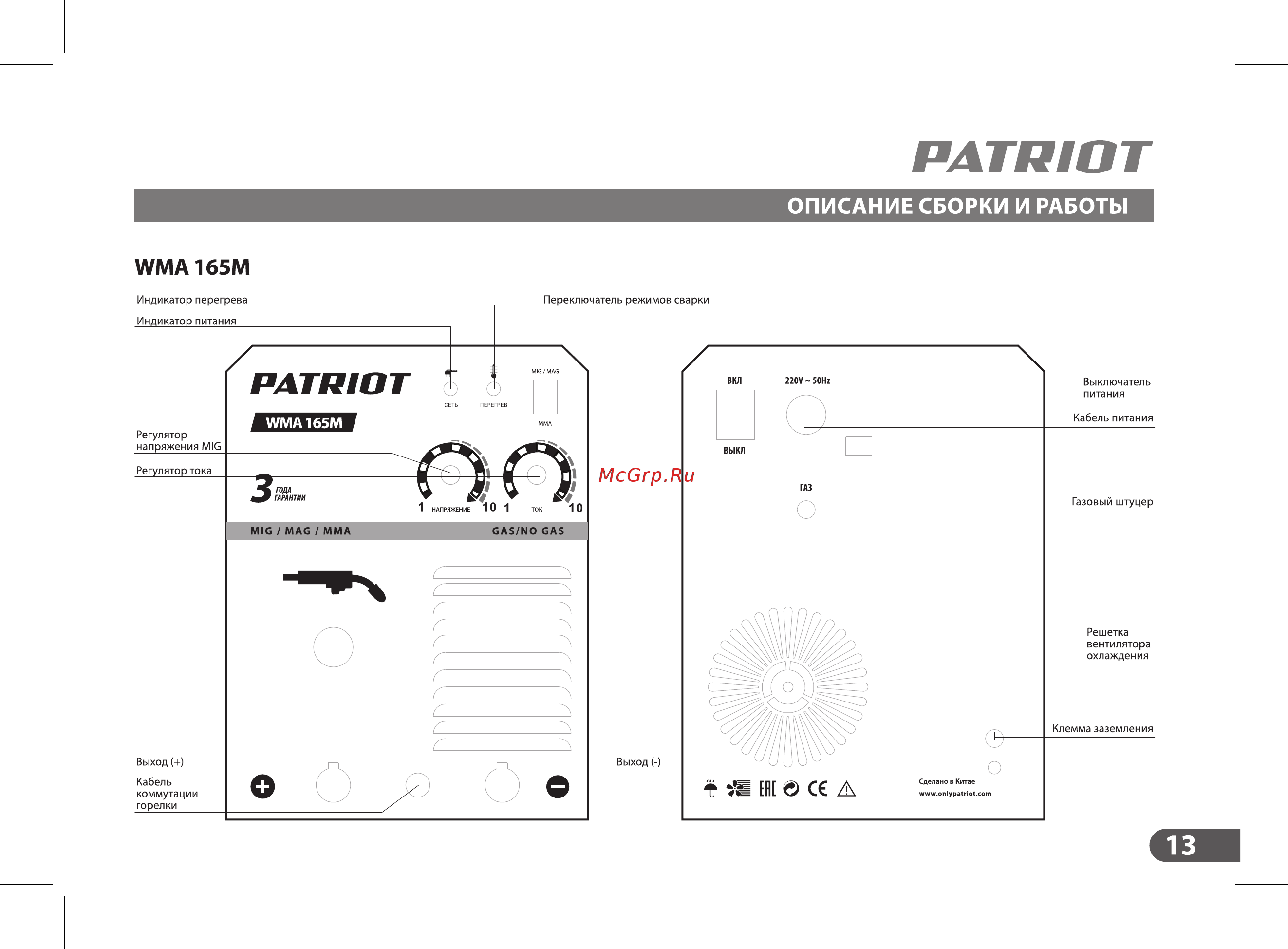 Patriot WMA 225MQ (605301755) Инструкция по эксплуатации онлайн [13/36] 328486