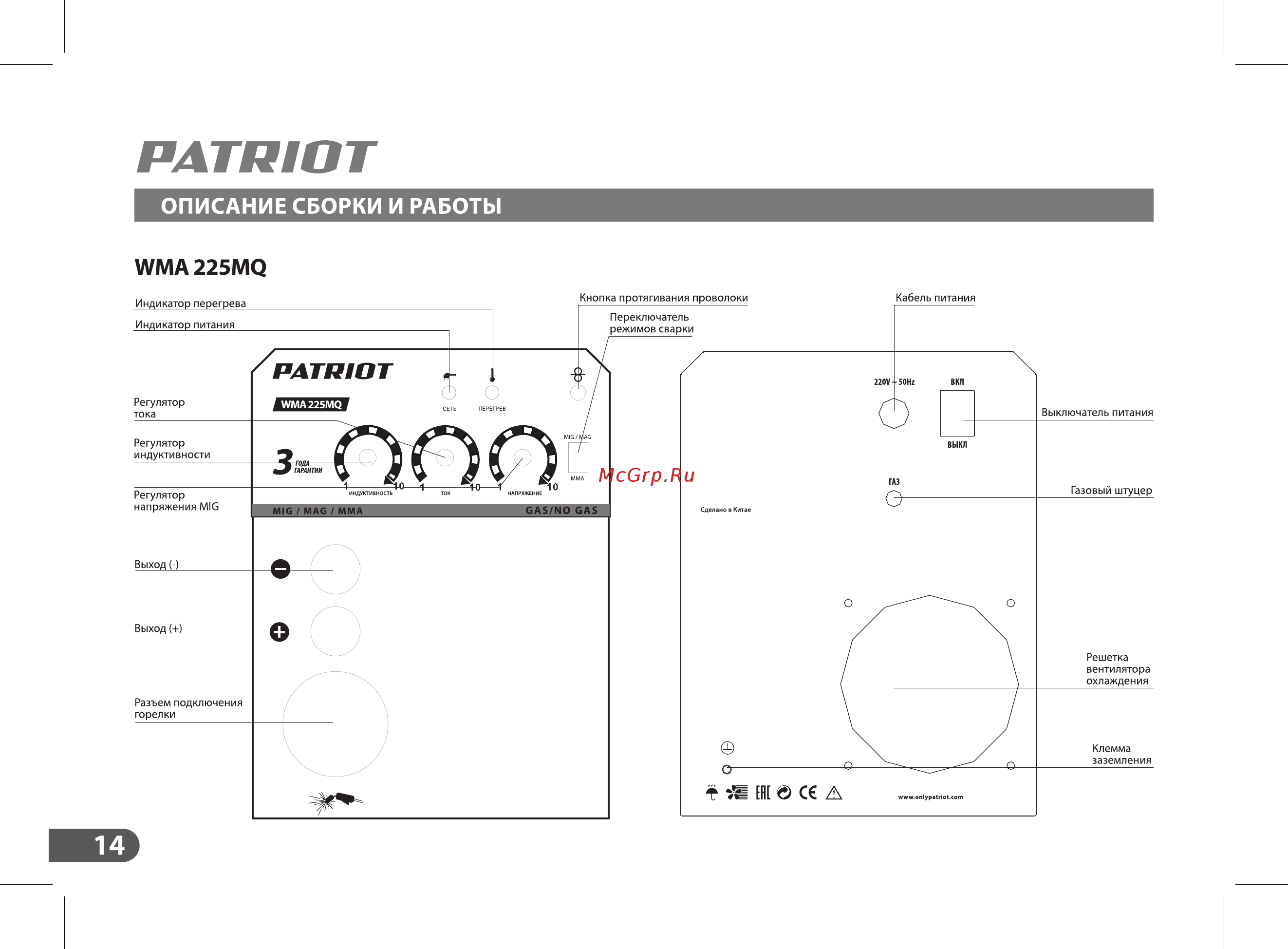 Patriot WMA 225MQ (605301755) Инструкция по эксплуатации онлайн [14/36] 328486