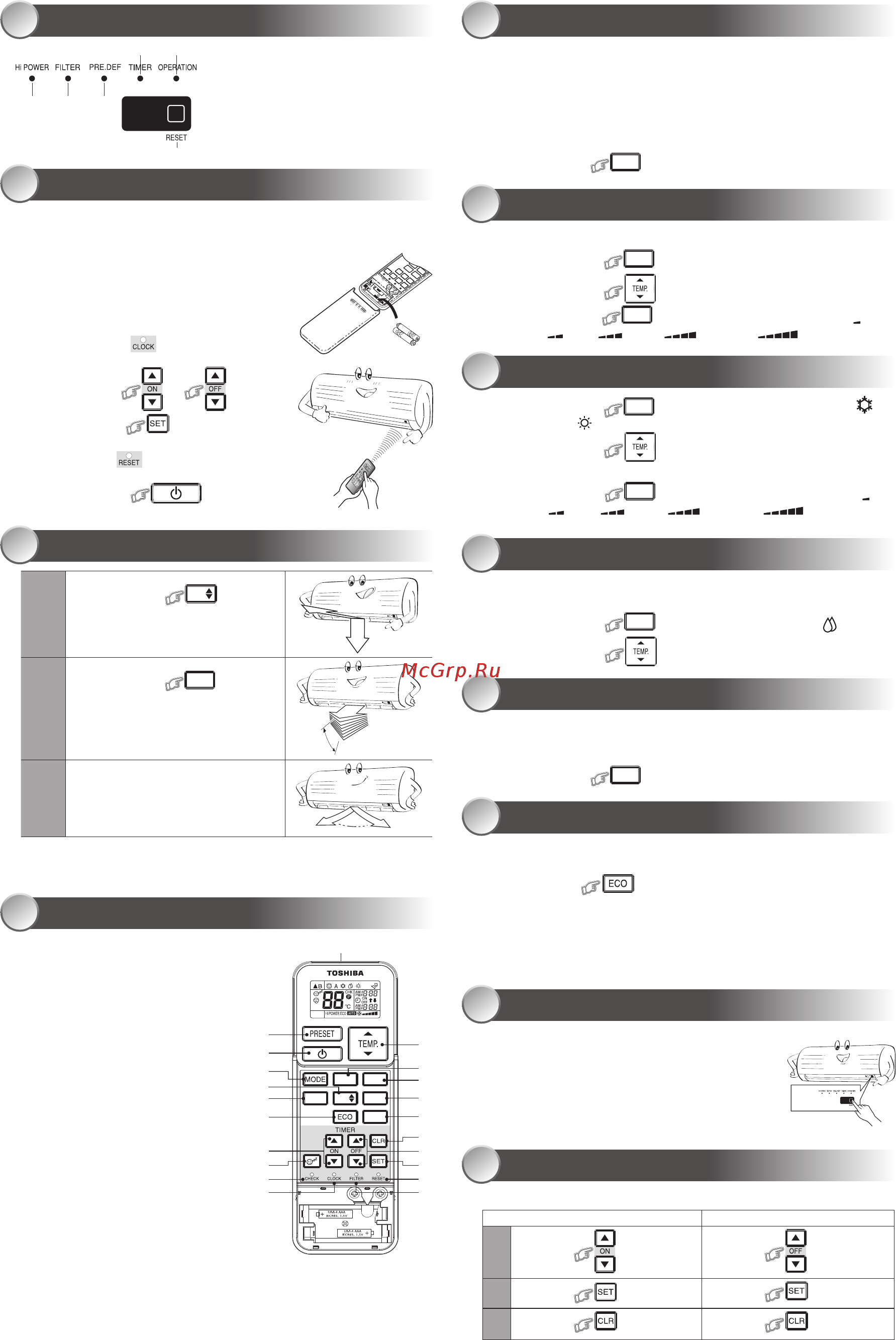 Toshiba RAS-B10N3KV2-E [4/6] Пульт дистанционного управления