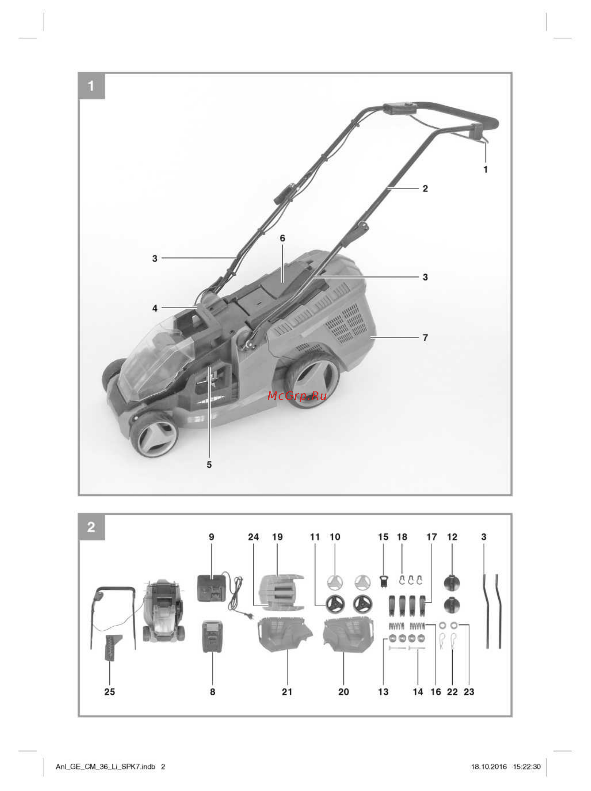 Einhell GE-CM 36 Li M Kit Инструкция по эксплуатации онлайн [2/19] 329279