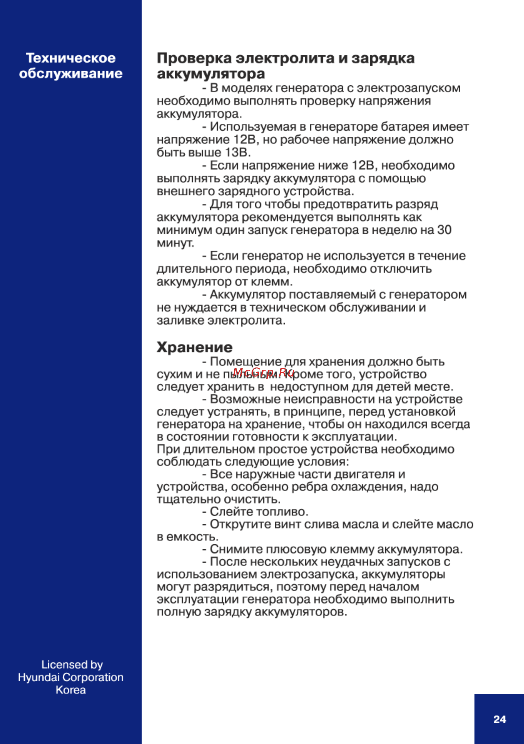 Hyundai HY 3600SEi [24/28] Техническое обслуживание