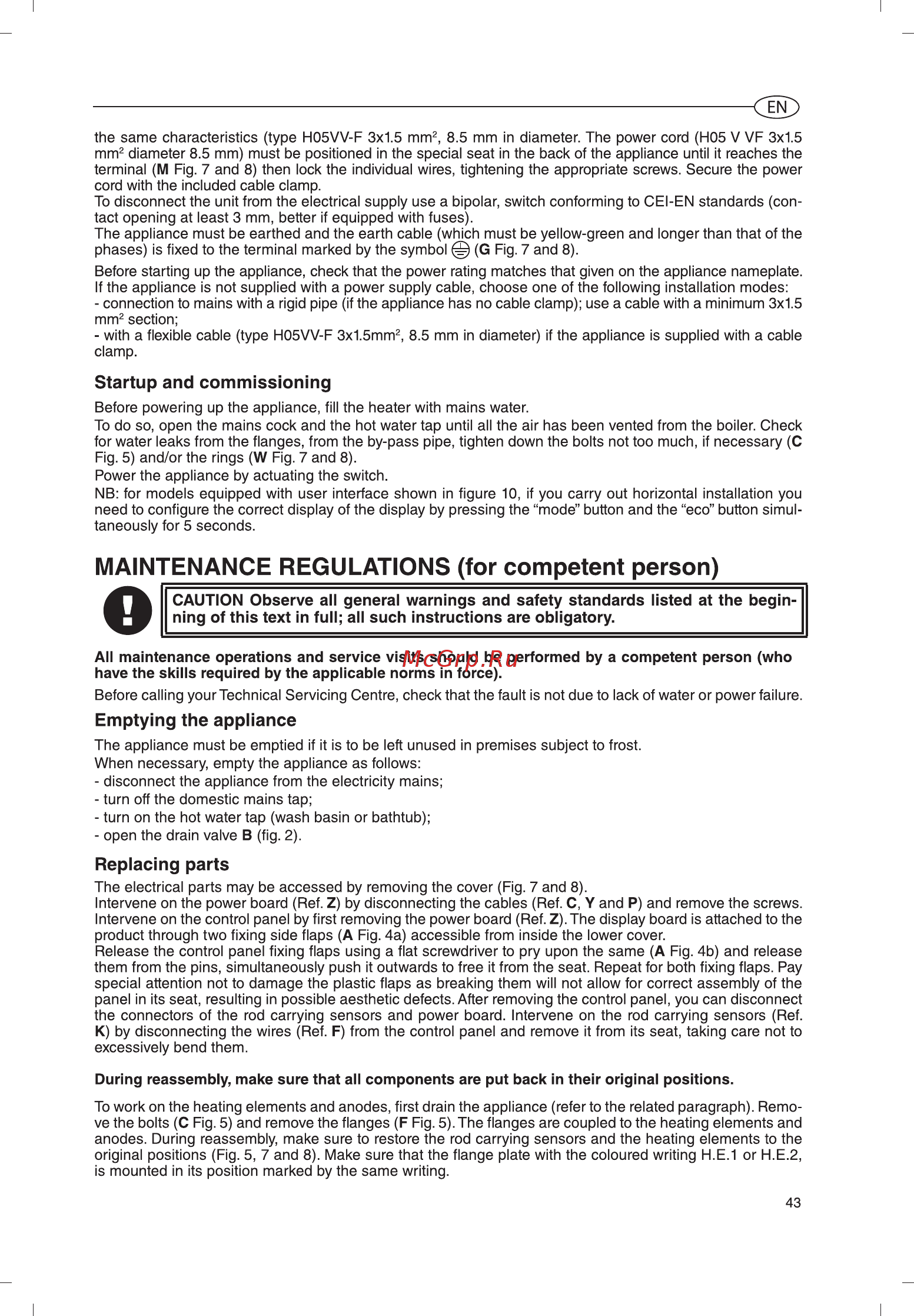 Ariston ABS VLS EVO QH 100 [43/69] Maintenance regulations for competent person