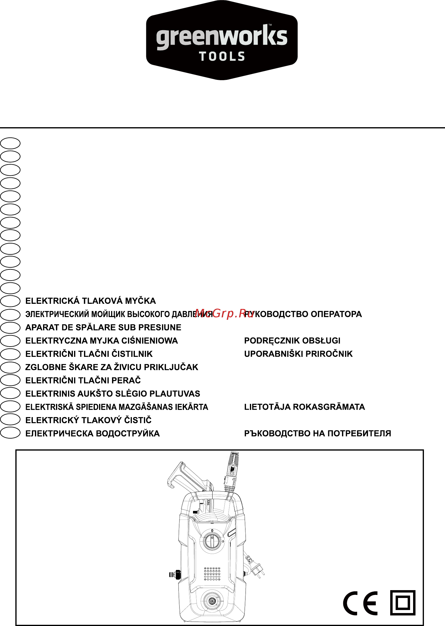 Greenworks GPWG1 (5100007) Инструкция по эксплуатации онлайн