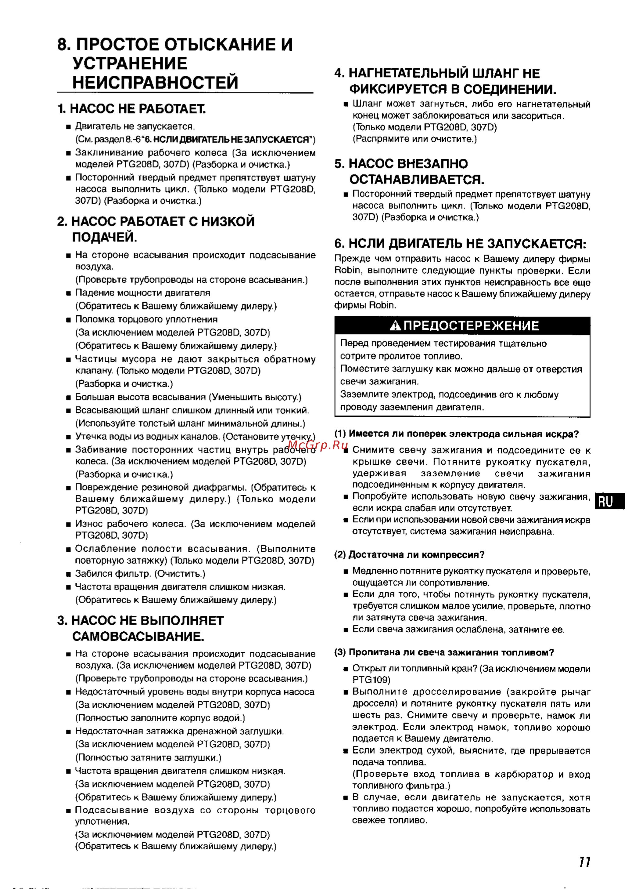 Robin-Subaru PTG307D [15/17] Простое отыскание и