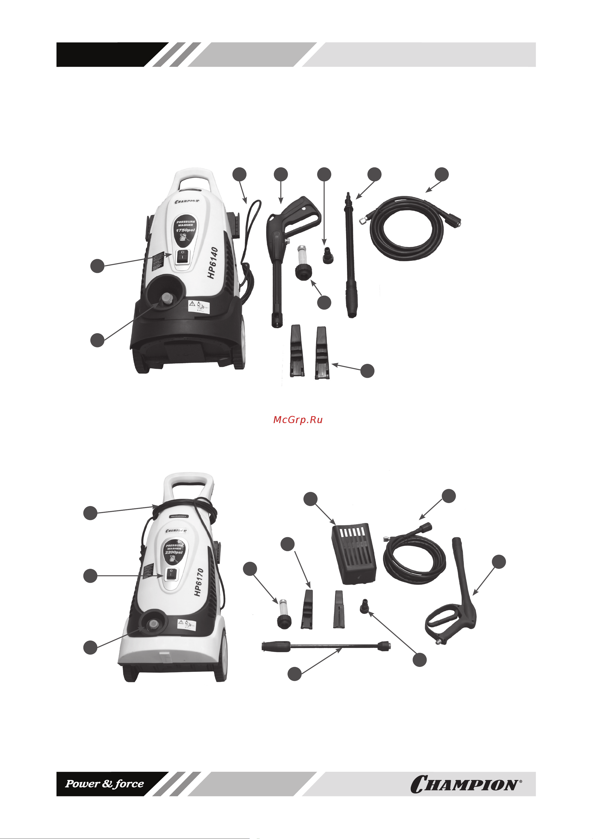 Champion HP6140 (минимойка) [6/10] Основные узлы и комплектующие