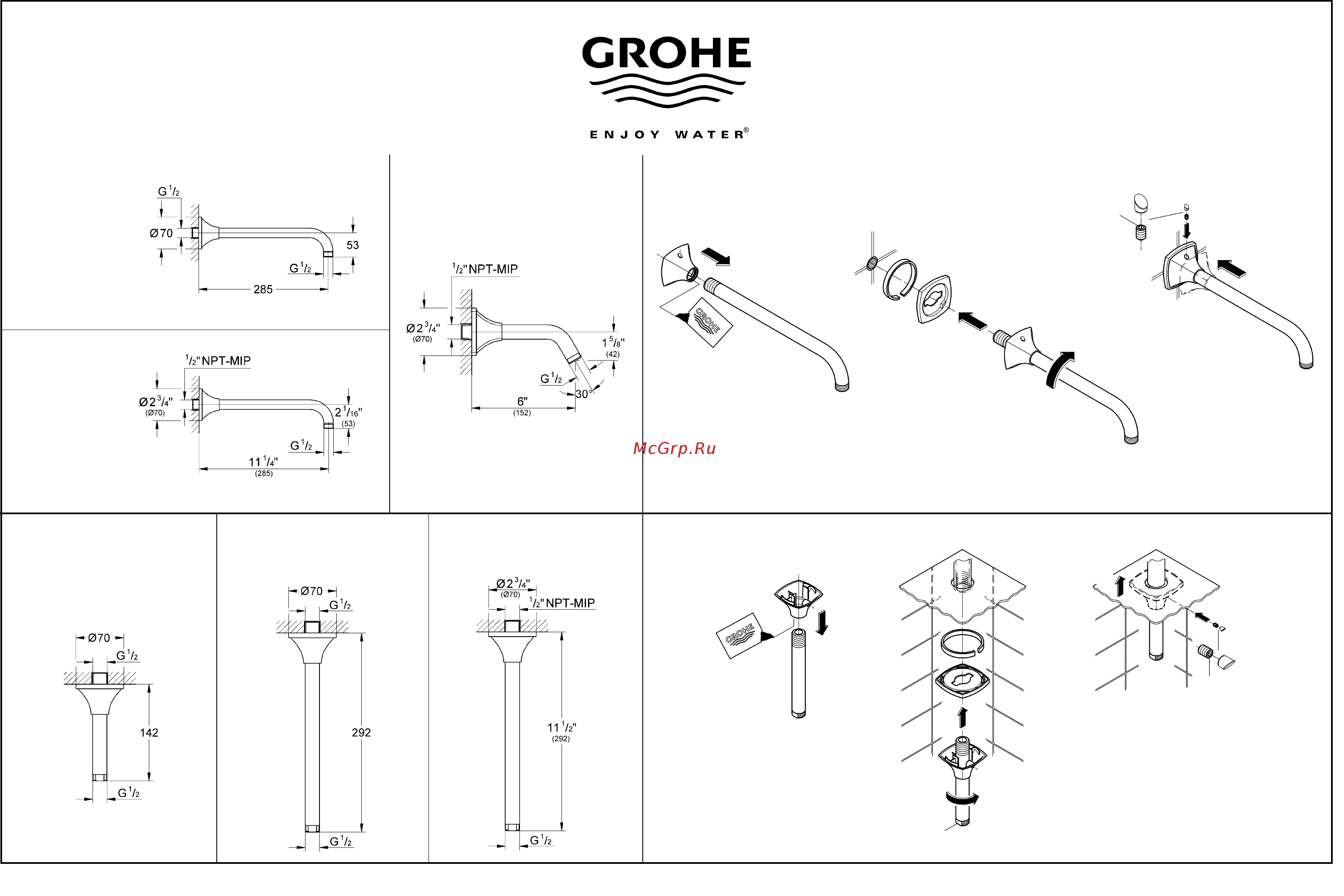 Grohe Rainshower Grandera 27978000 Инструкция по эксплуатации онлайн