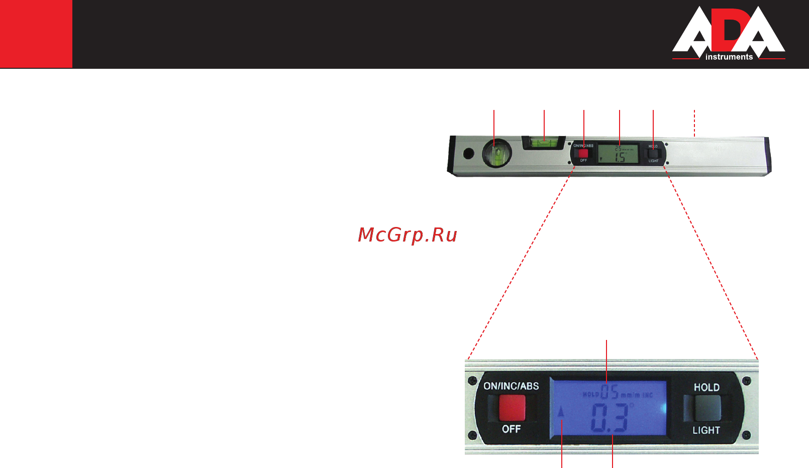 Ada : цифровой уровень ProLevel 40 + рулетка RubTape 8 + угломер AngleRuler 30 А00620 [12/20] Pro level 40
