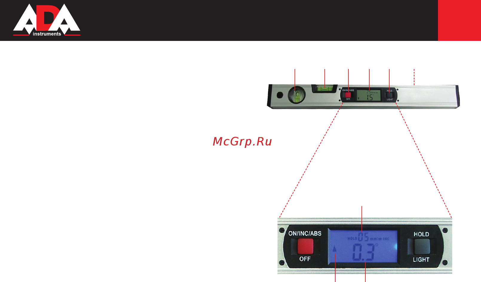 Ada : цифровой уровень ProLevel 40 + рулетка RubTape 8 + угломер AngleRuler 30 А00620 [3/20] Pro level 40