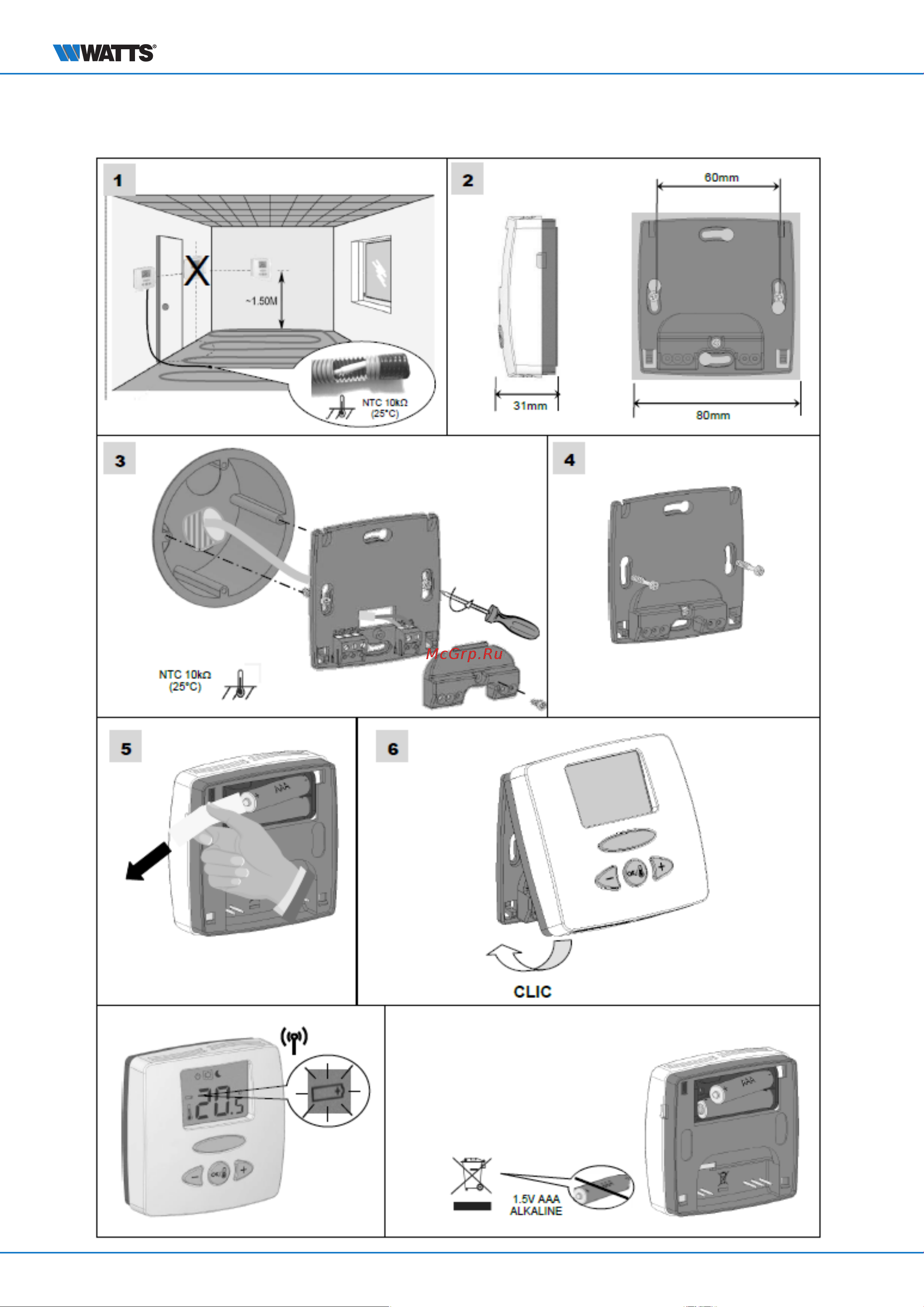 WATTS WFHT-RF LCD белый [6/7] Технический паспорт и инструкция по эксплуатации