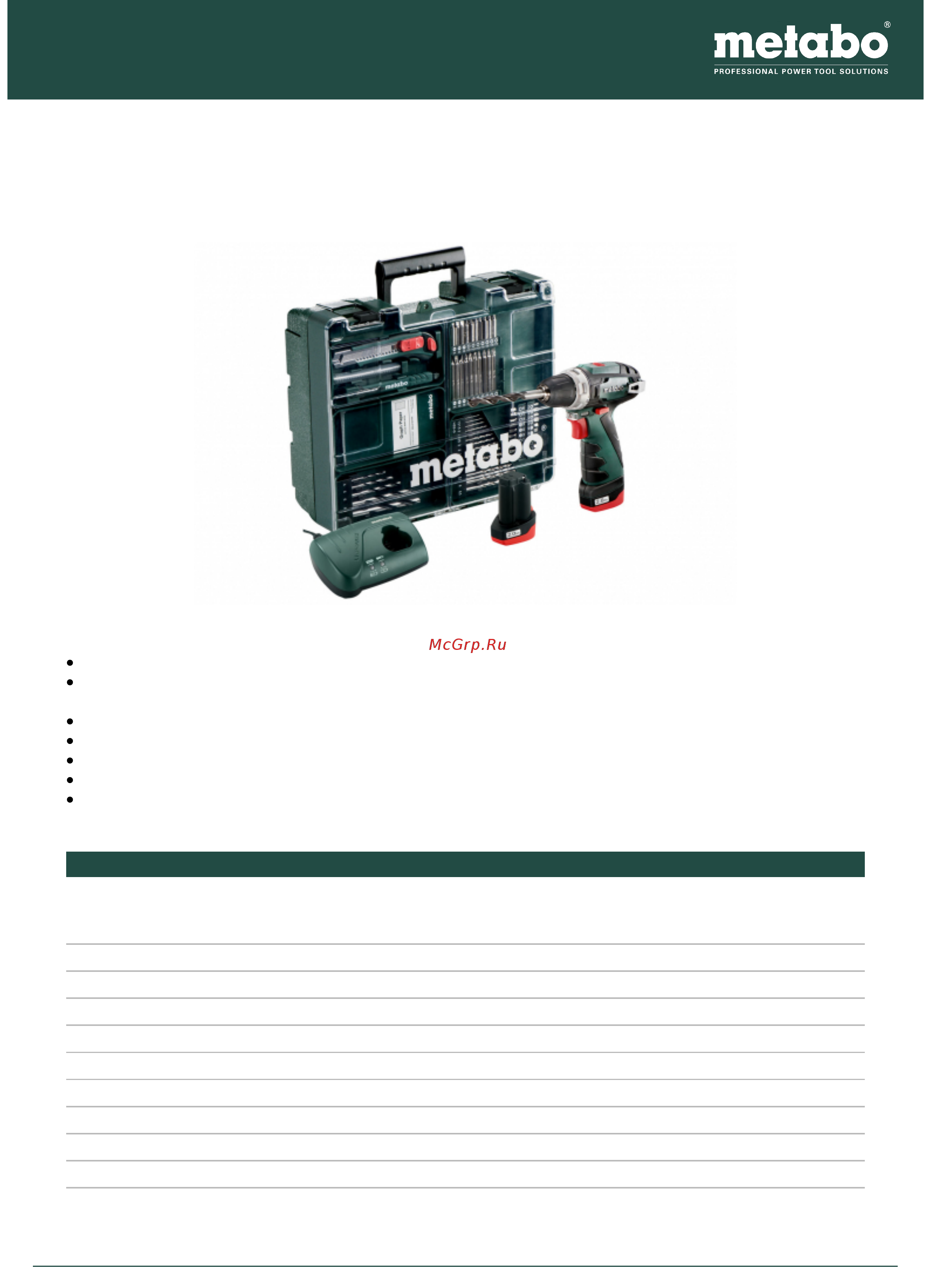 Metabo PowerMaxx BS Basic Set (600080880) Инструкция по эксплуатации онлайн