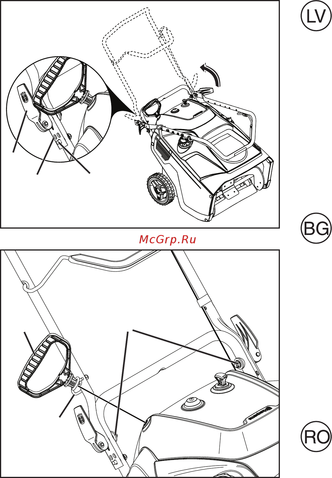 Husqvarna Снегоуборщик ST131 + Бензопила 120 Mark II [12/64] Rabatarea mânerului