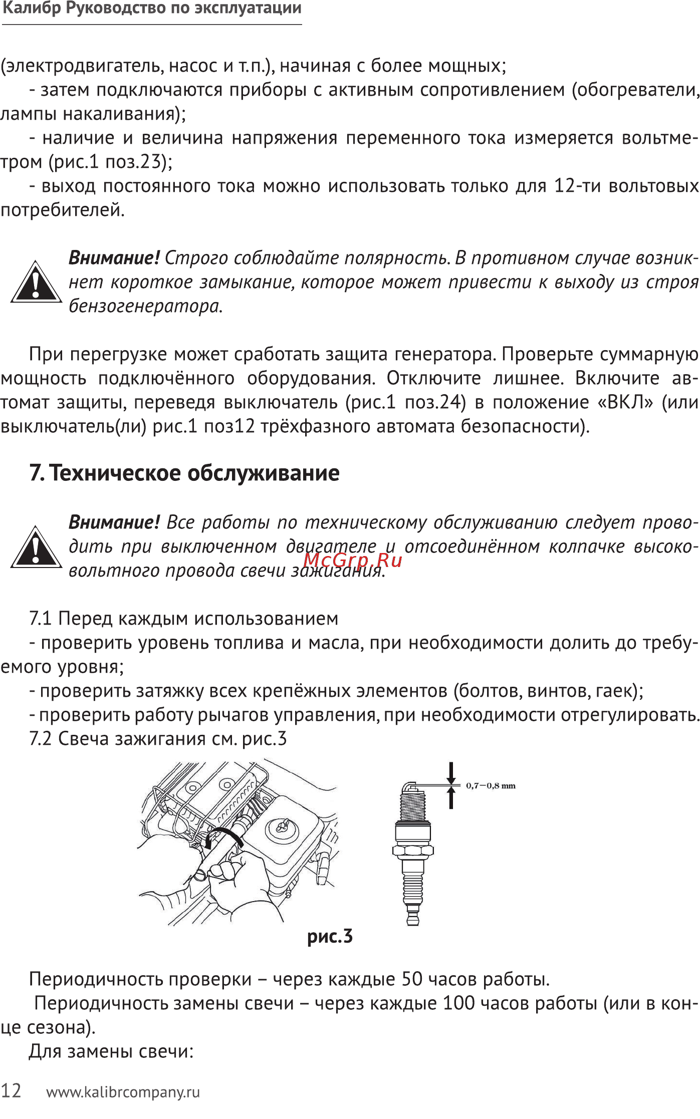 Калибр БЭГ-6500А/220/380 [12/32] Техническое обслуживание
