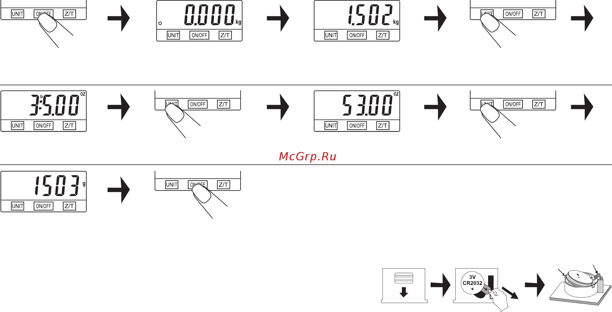 Zelmer 34Z050 [35/86] Deschideţi capacul compartimentului pentru baterie din spatele cântarului 2 pentru a scoate bateria trageţi de mica bandǎ neagrǎ aveţi grijǎ sǎ nu îndoiţi contactele 3 introduceţi bateria nouǎ având grijǎ sǎ fixaţi o parte sub contact şi sǎ apǎsaţi cea de a doua parte