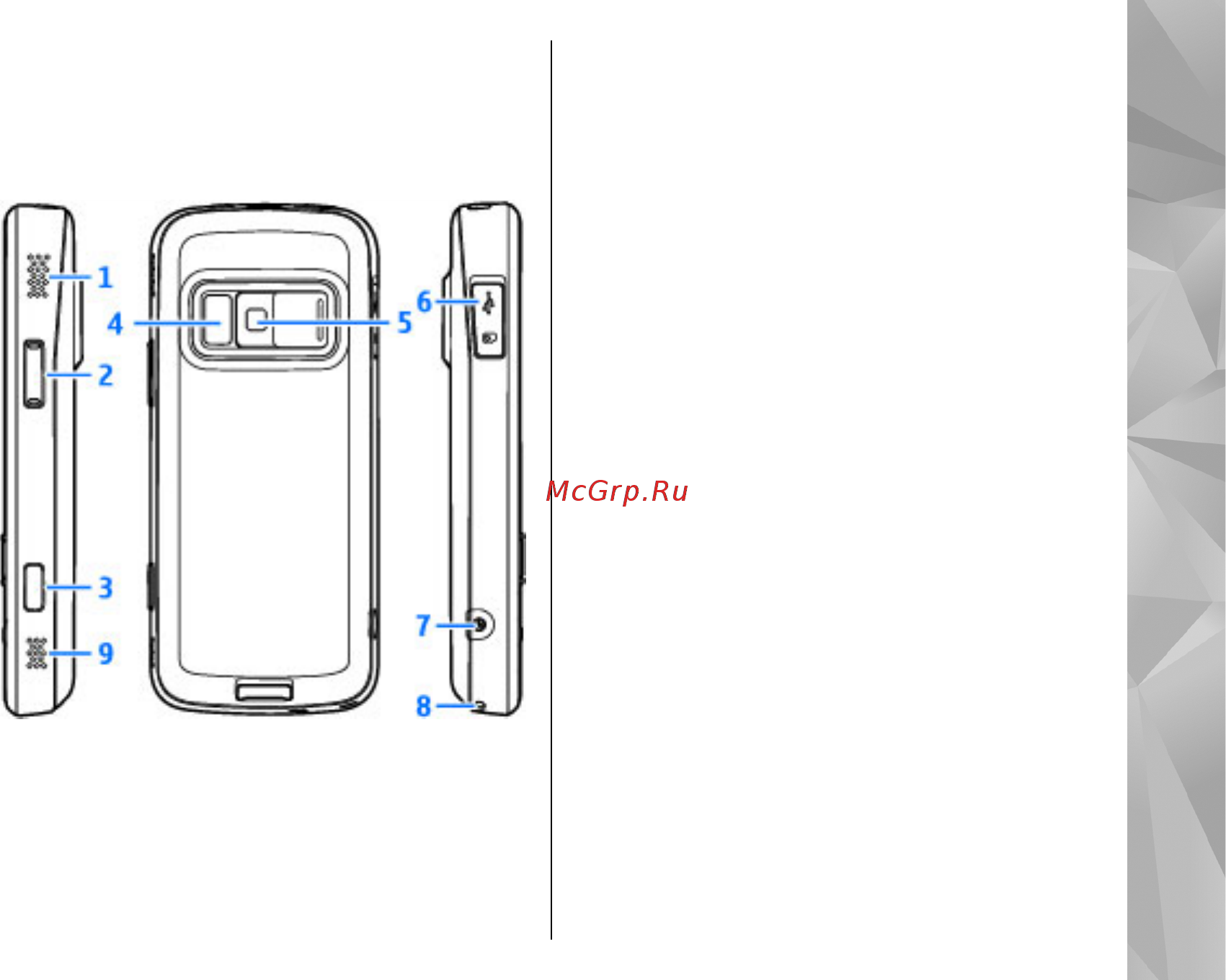 Nokia N79 [15/235] Клавиши и компоненты вид сзади и с боковых сторон