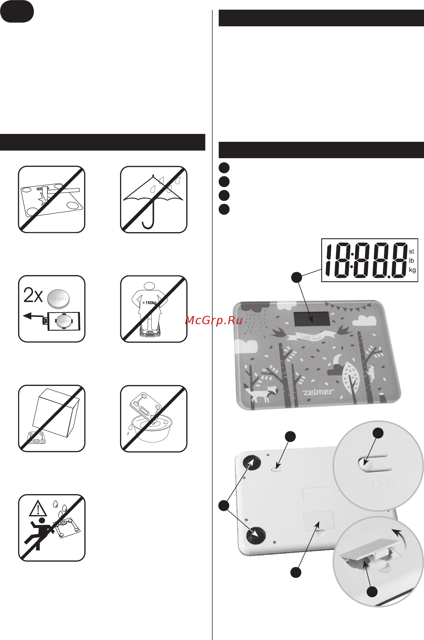 Zelmer BS1500 [8/20] A mérleg felépítése