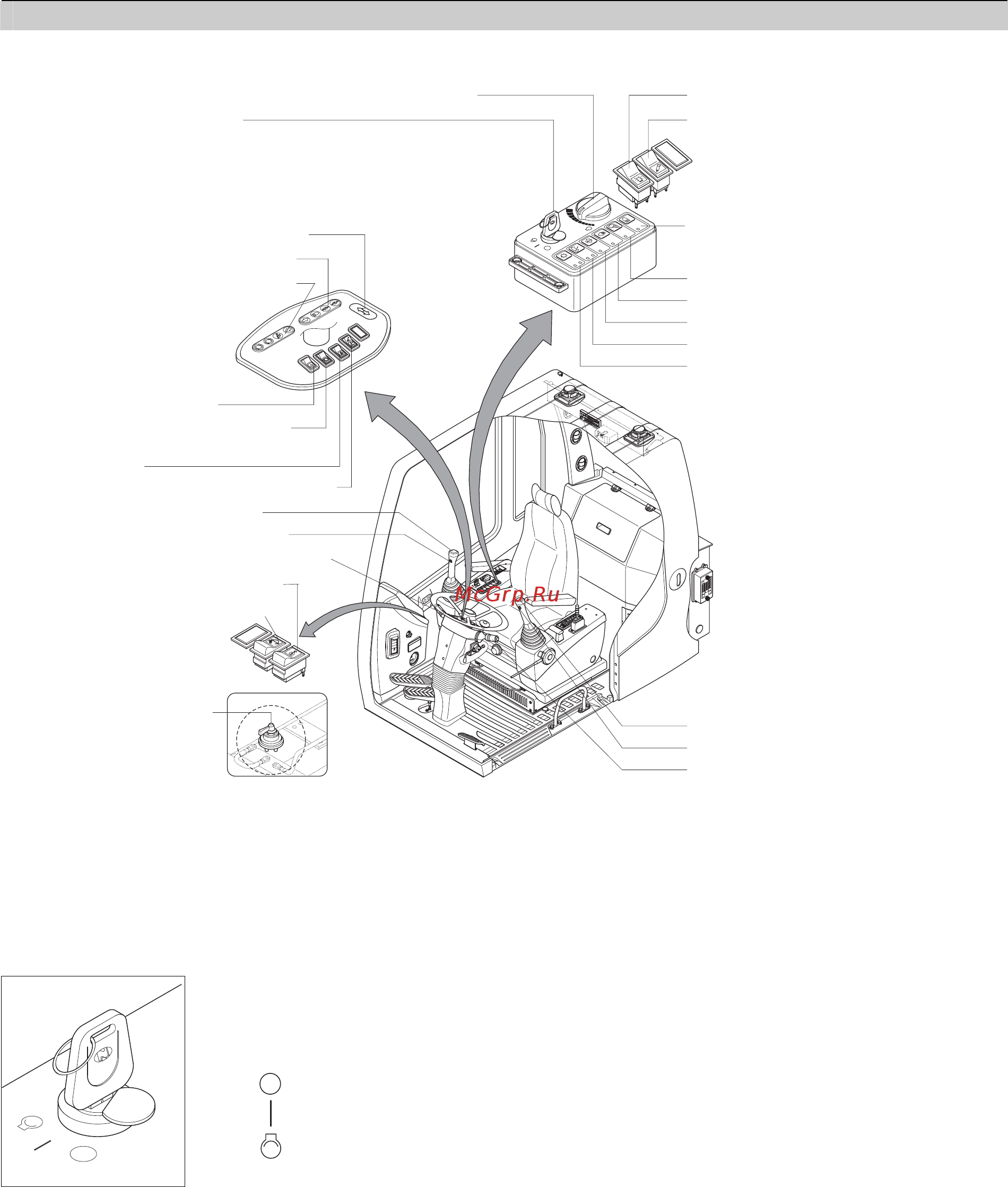 Hyundai Robex 170W-7 [40/174] Все электрические цепи отключены все электрические цепи отключены все системы машины функционируют используется при запуске двигателя после запуска сразу же отпустите ключ при работающем двигателе ключ зажигания должен находиться в положении вкл on это позволяет поддерживать нормальное функционирование электрической и гидравлической систем и избежать серьезных повреждений машины